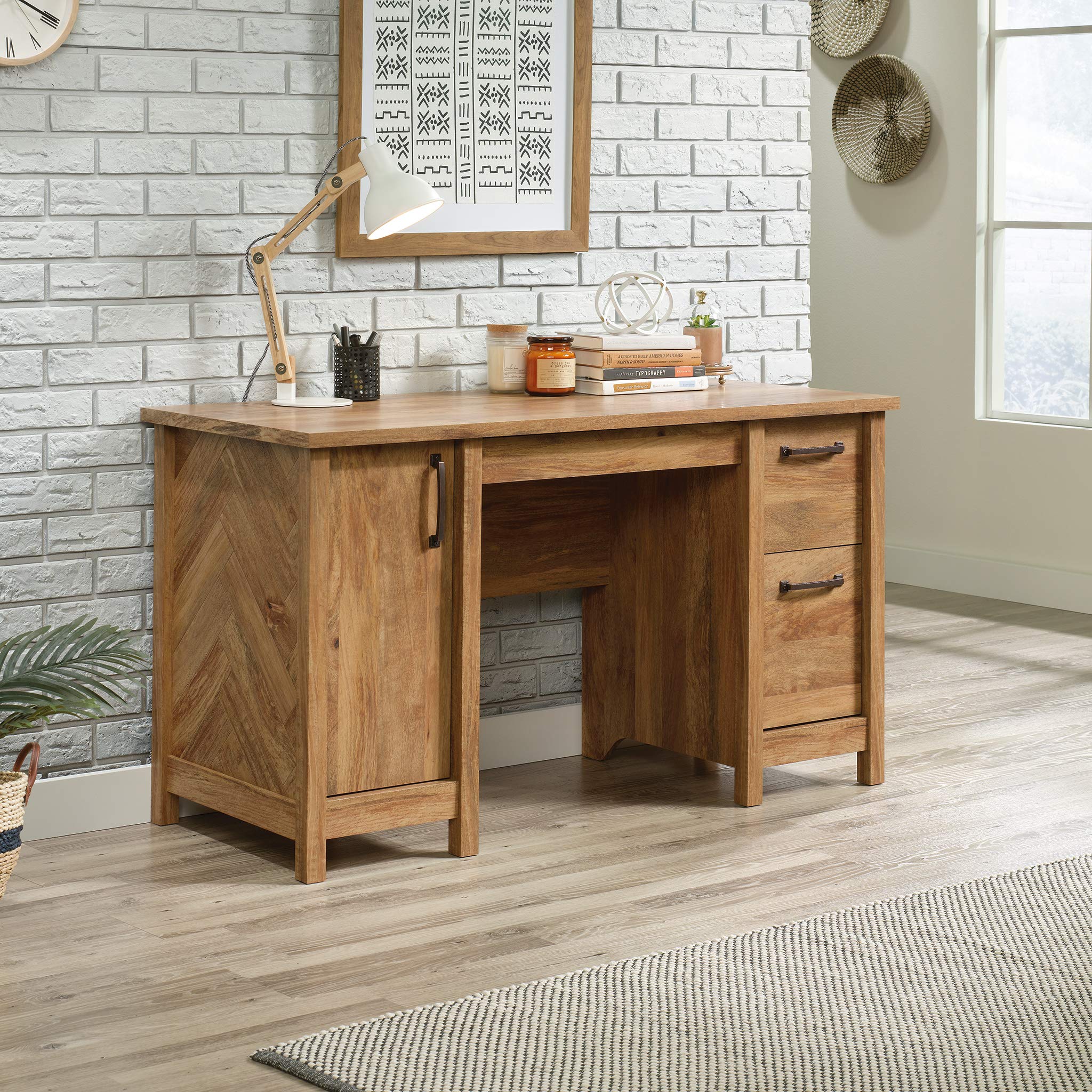 Sauder Cannery Bridge Computer Desk with Storage Drawers - Home Office Desk with File Cabinet, Sindoori Mango Finish - Perfect for Small Spaces, Remote Work & Study Rooms