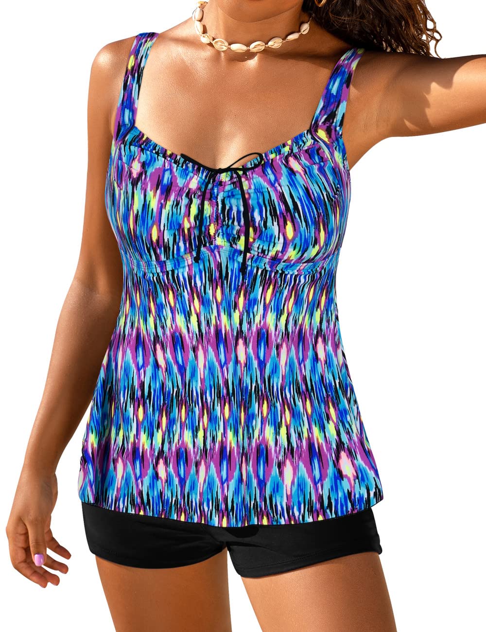 Plus Size Retro Paisley Tankini Swimwear for Women - Beach & Pool Vacation
