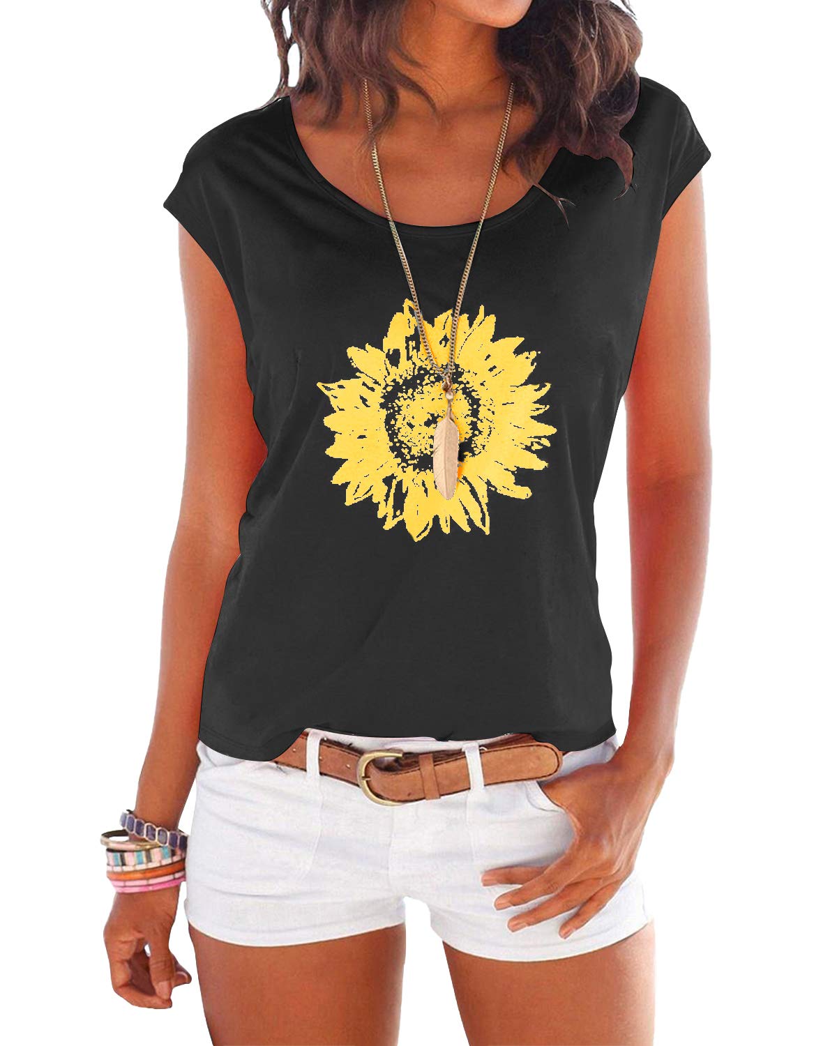 YOINS Women's Summer Graphic Tee - Casual Cute Short Sleeve Round Neck T-Shirt | Trendy Fashion Top for Beach, Travel & Everyday Wear