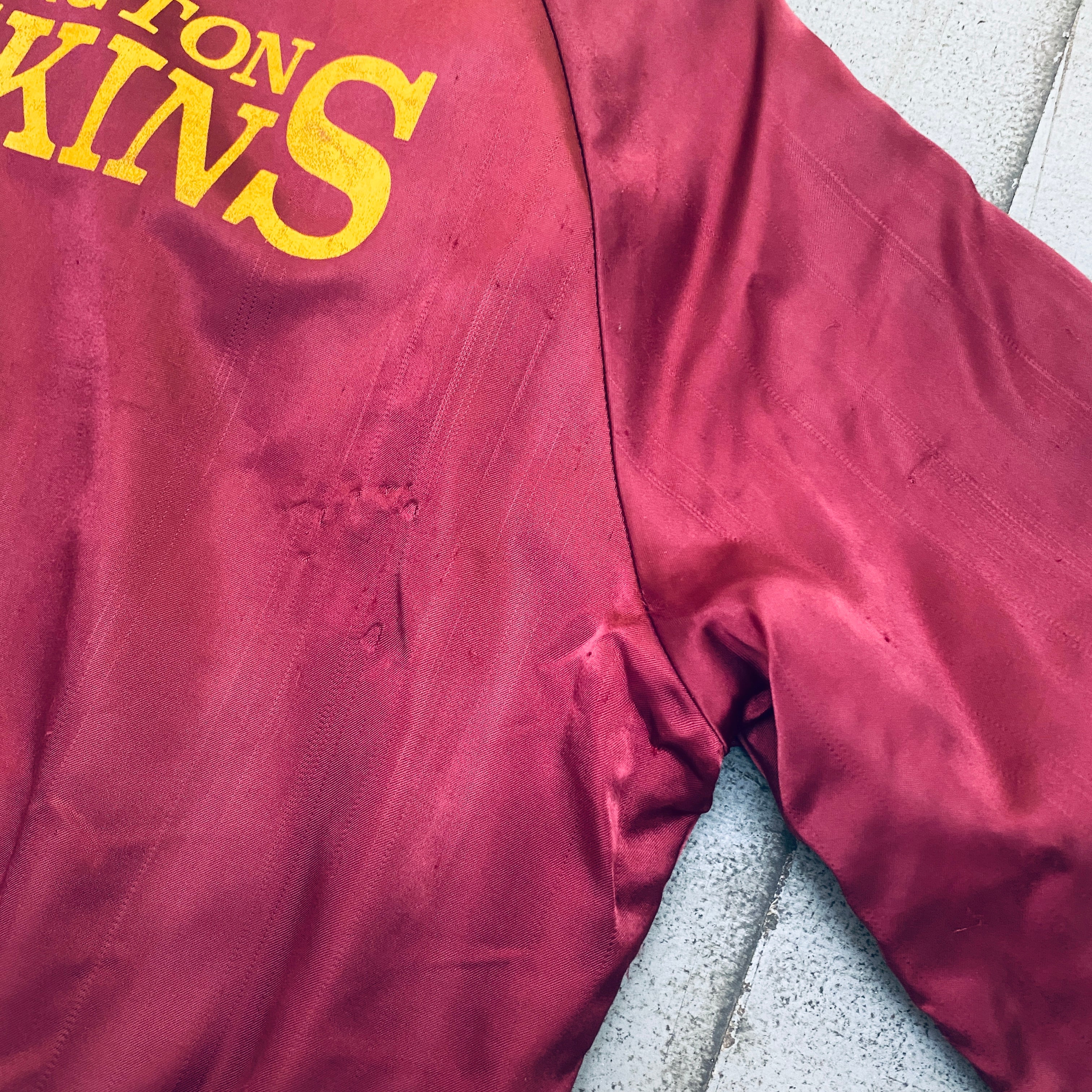 Washington Redskins 1990s Vintage Reverse Spellout Satin Bomber Jacket - Men's Medium - Retro NFL Football Fan Apparel for Game Day & Casual Wear