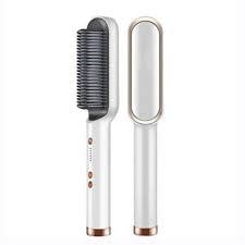 POCKETFRIENDIES 909 Ceramic PTC Hair Straightener Brush - 5 Temperature Settings, Professional Straightening Comb for Women, Styling & Smoothing Hair at Home or Travel (Multicolor) B391