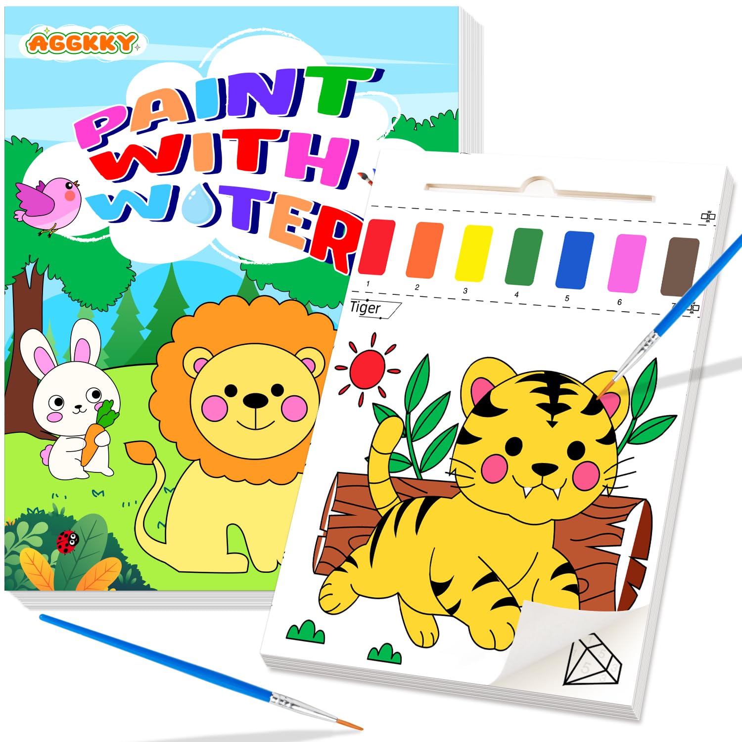 Mess-Free Water Coloring Books for Kids Ages 1-6 | Reusable Watercolor Painting Activity Kits for Toddlers & Preschoolers | Travel, Birthday, Christmas Stocking Stuffers Gift | Arts & Crafts for Home, Classroom & Road Trips