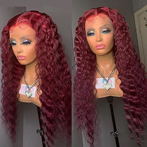 # 99j-Burgundy Colored Human Hair Lace Wig