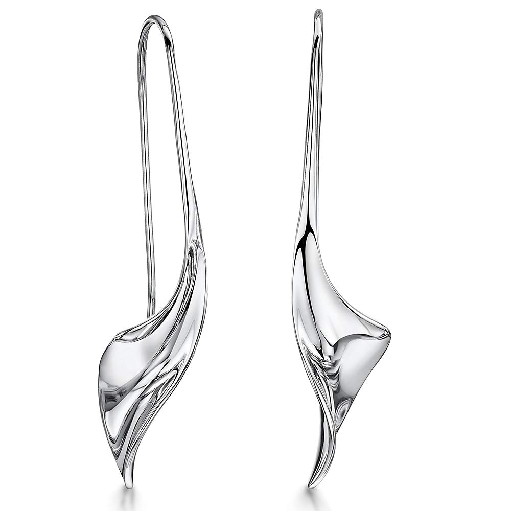 JOOLS by Jenny Brown - Sterling Silver Pull Through Twisted Wave Earrings for Women | Boho Chic Jewelry | Perfect for Parties, Weddings & Everyday Wear