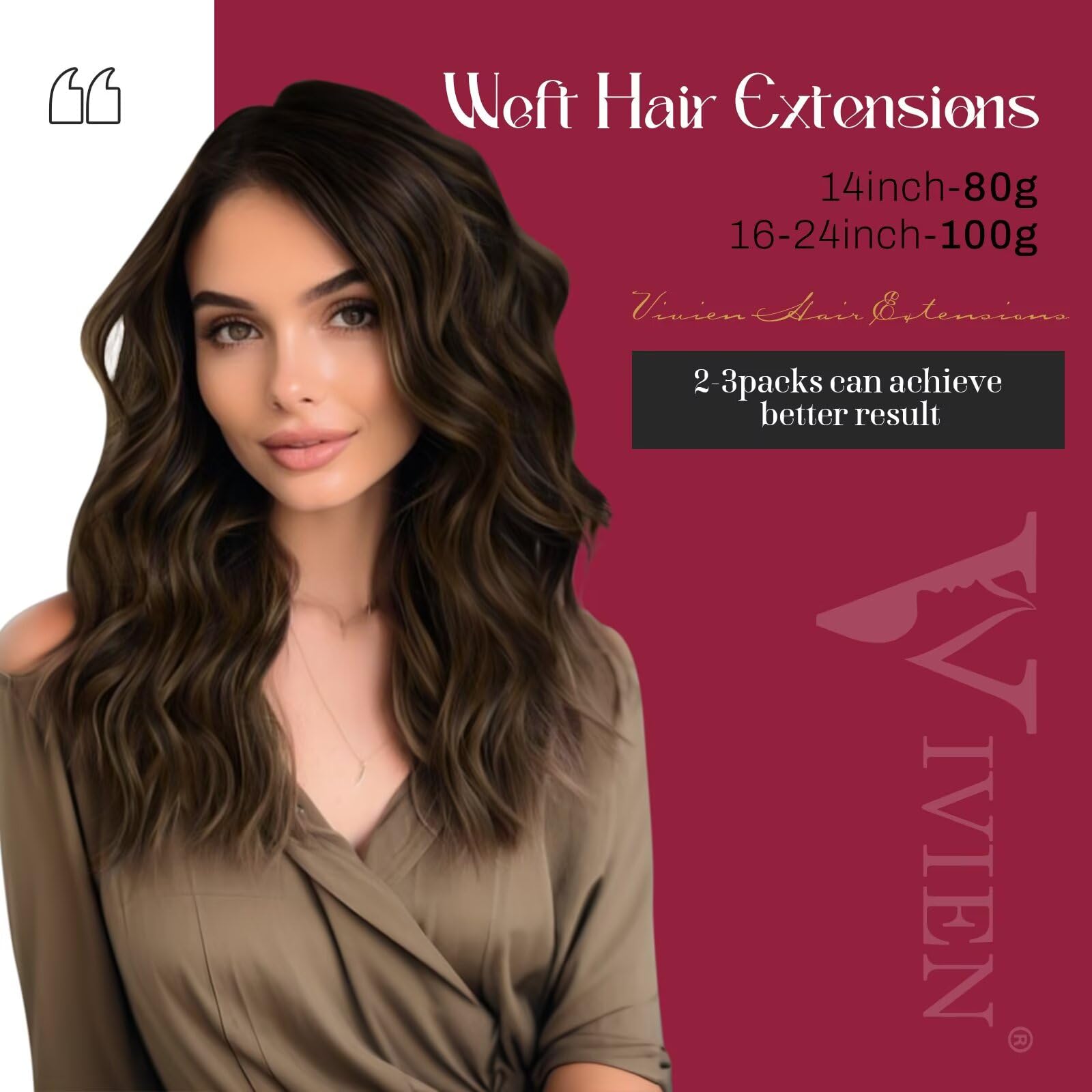 Vivien Balayage Brown Straight Human Hair Extensions 22 Inch 100G - Dark to Light Brown Weft Hair for Sew-In | Natural Real Human Hair for Women | Perfect for Daily Styling, Parties & Special Occasions
