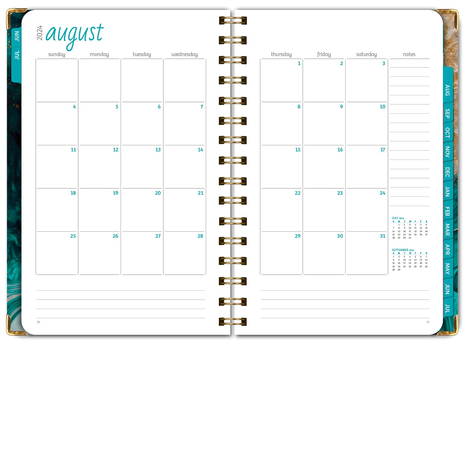2024-2025 Academic Year Hardcover Planner - June 2024 to July 2025, 5.5