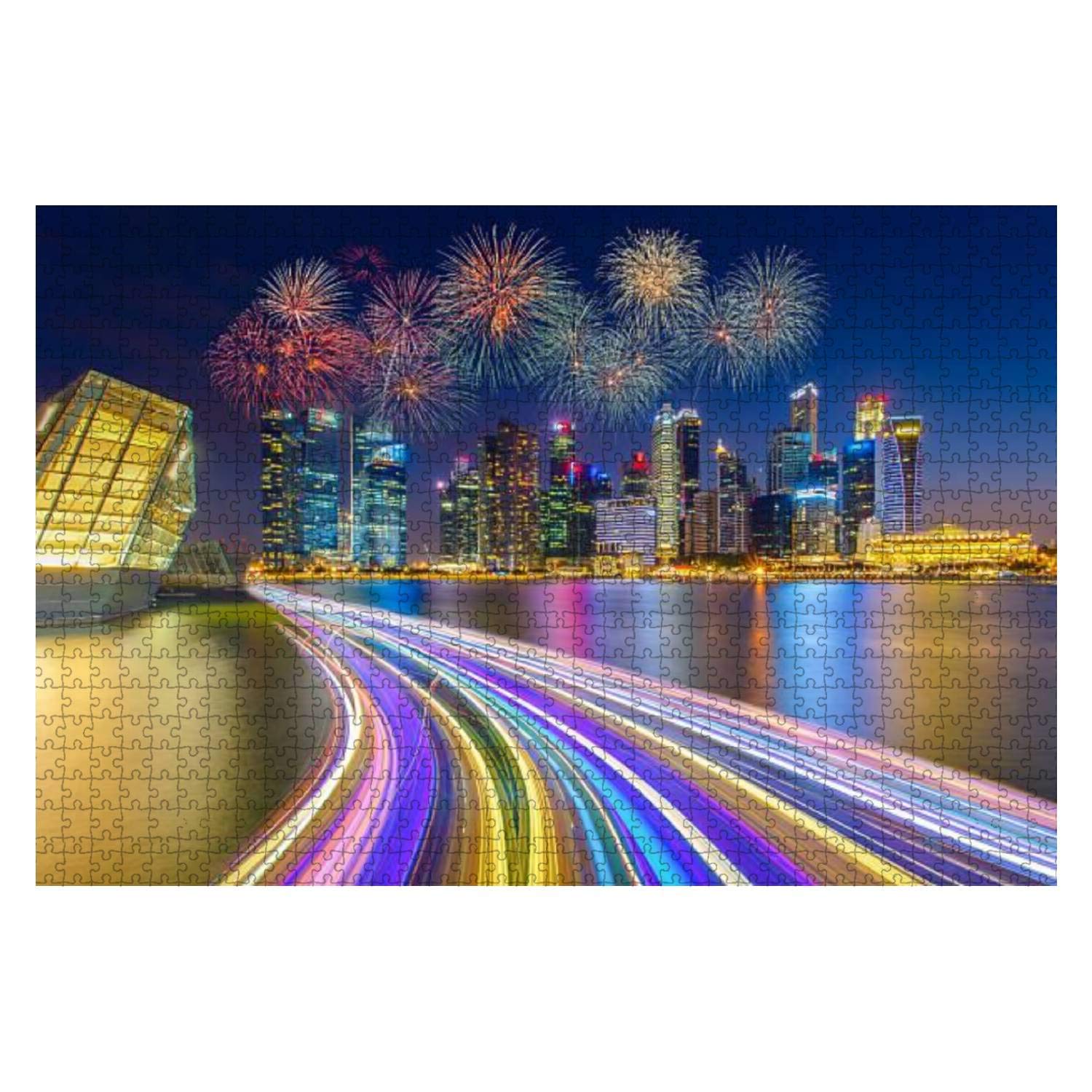 1000-Piece Wooden Jigsaw Puzzle - Singapore Financial District & Business Building Landscape - Educational & Stress-Relief Toy for Kids & Adults - Perfect for Family Game Nights & Brain Training