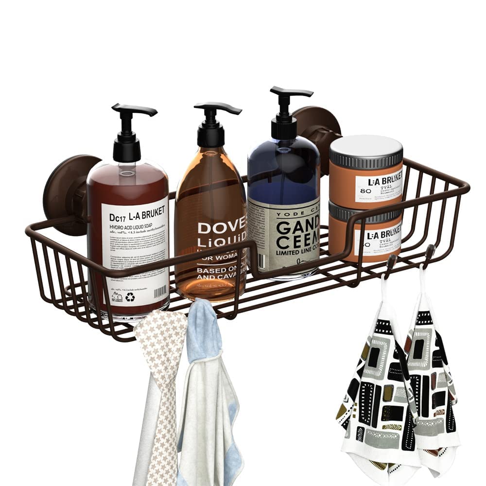 Rustproof Bronze Wire Shower Caddy with Strong Suction Cups - 2 Pack Bathroom & Kitchen Storage Organizer for Shampoo, Soap & Beauty Products | No Damage Bath Accessories for Small Spaces