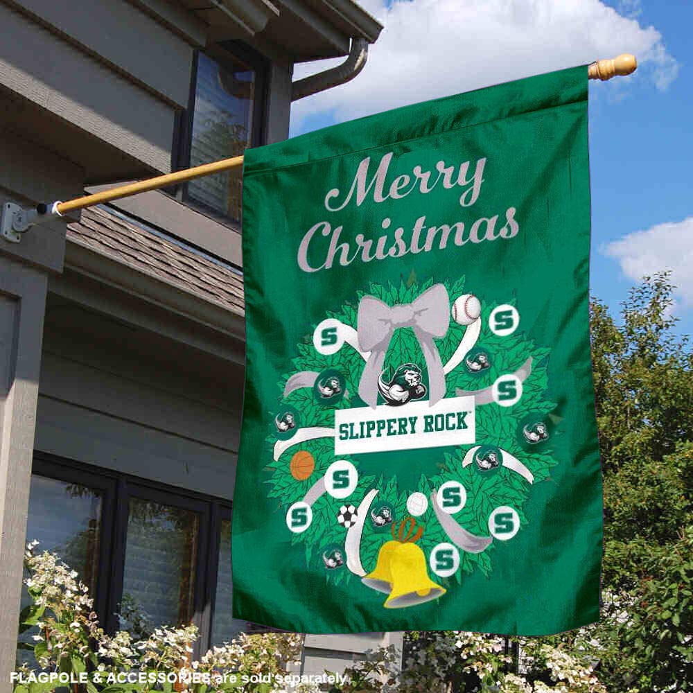 Festive Slippery Rock Happy Holidays Christmas Banner Flag - Perfect for Home Decor, Parties & Outdoor Celebrations