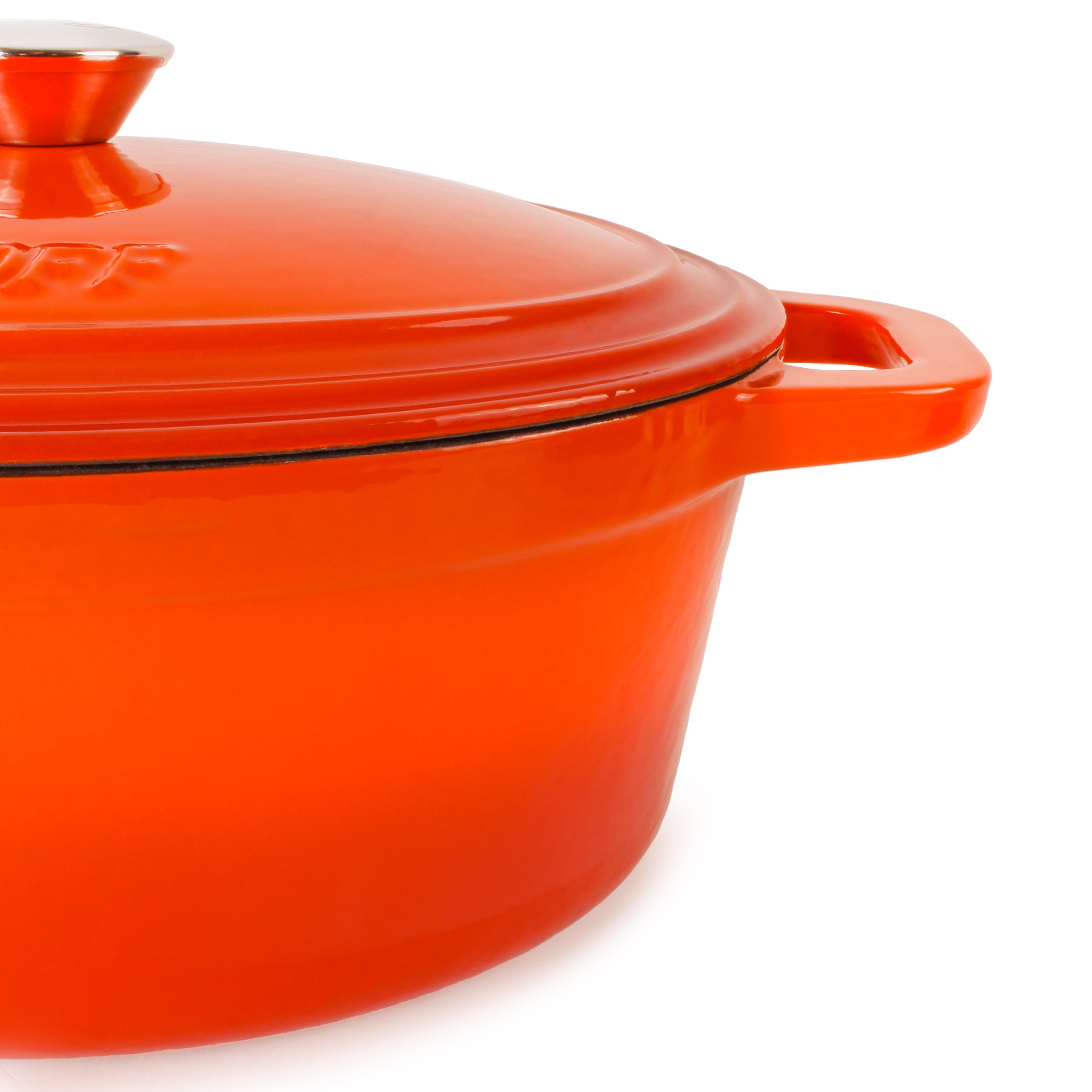 BergHOFF Neo Cast Iron 8qt Oval Dutch Oven with Lid - 13 Inch Enameled Cookware for Braising, Stewing & Baking - Orange Dutch Oven Perfect for Stovetop, Oven & Camping Cooking