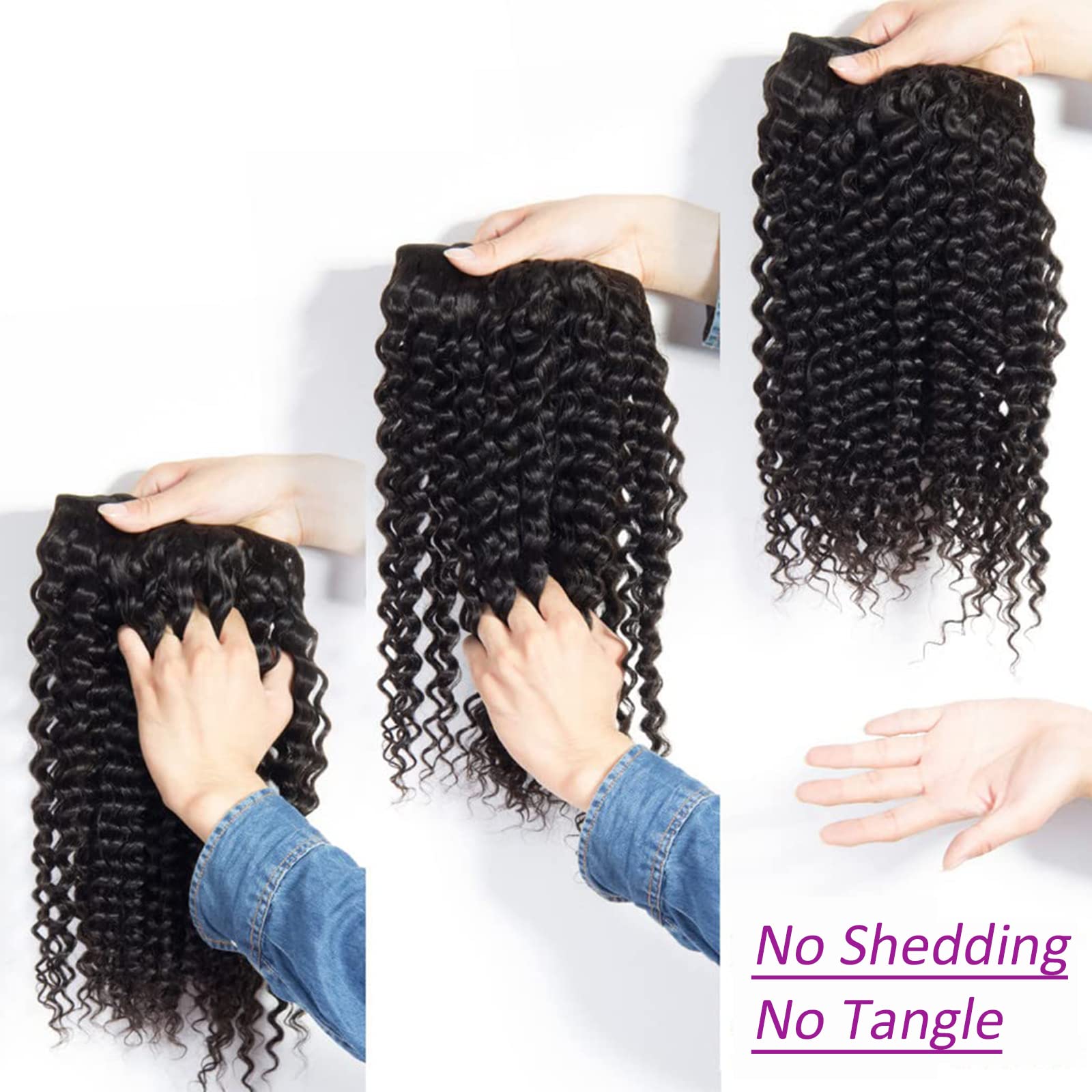 10A Deep Wave Human Hair Bundles 22 24 26 Inch - 100% Unprocessed Brazilian Virgin Hair Extensions for Women - Natural Black Wet & Wavy Weave Bundles - Perfect for Daily Styling, Special Occasions & Salon Looks