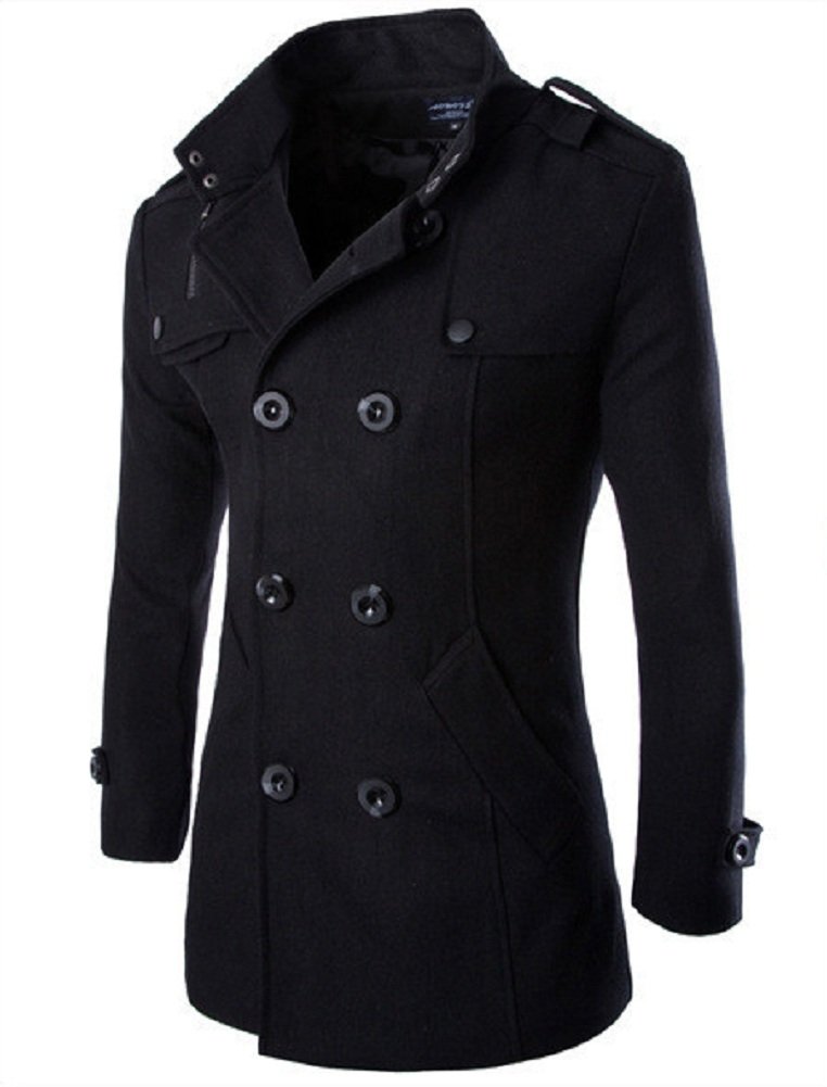Sorrica Men's Classic Wool Blend Double Breasted Pea Coat - Warm Winter Overcoat for Business & Casual Wear | Perfect for Office, Dating & Outdoor Activities