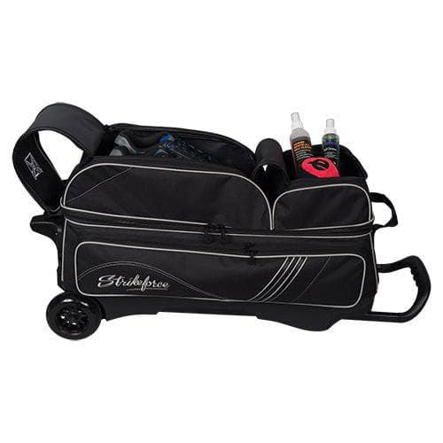 KR Strikeforce LR3 Sport Triple Roller Black Bowling Bag - Premium Bowling Equipment for League & Tournament Players - Perfect for Travel & Competition Use
