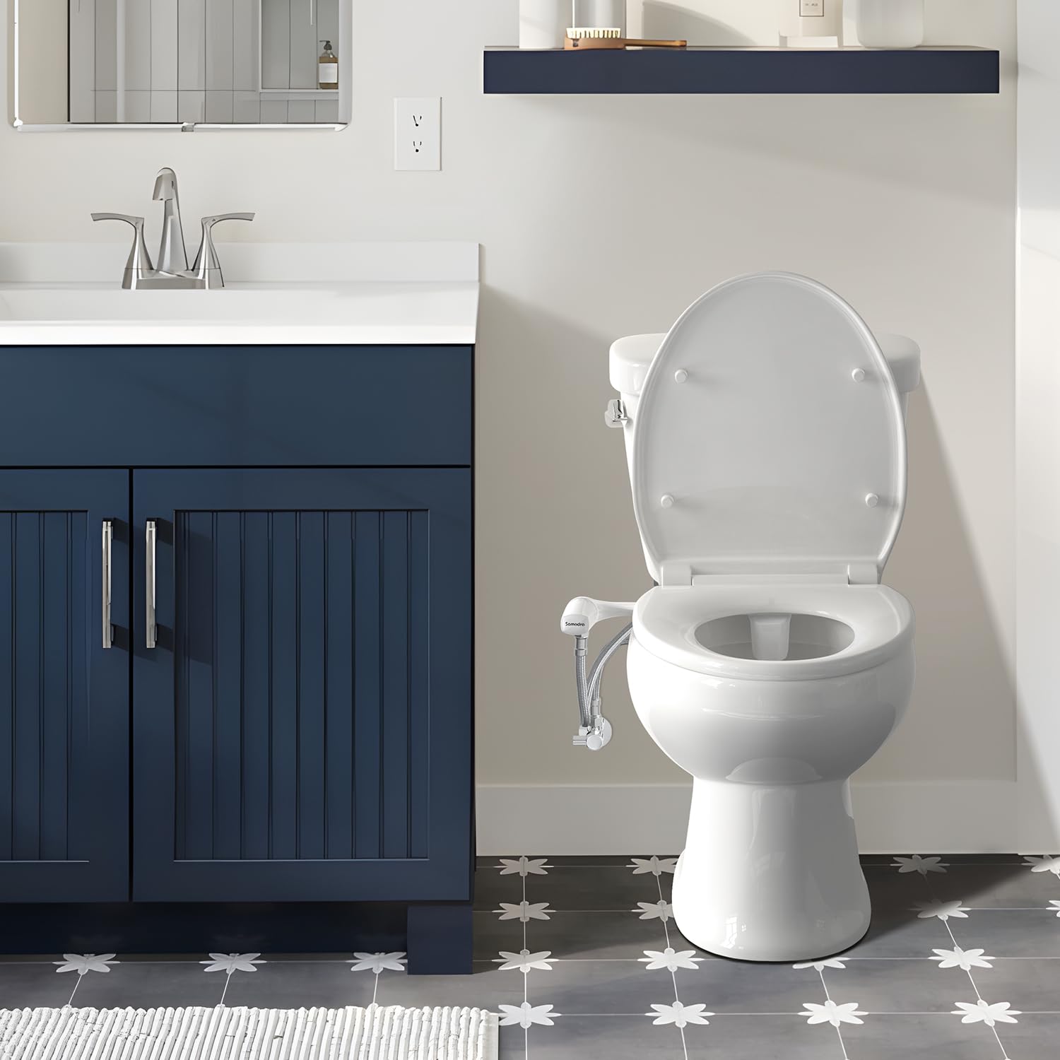 SAMODRA Ultra-Slim Bidet Toilet Attachment with Self-Cleaning Nozzle - Adjustable Water Pressure Fresh Water Sprayer for Hygienic Cleaning - Easy Installation for Existing Toilets - Perfect for Bathroom Upgrade & Enhanced Personal Hygiene
