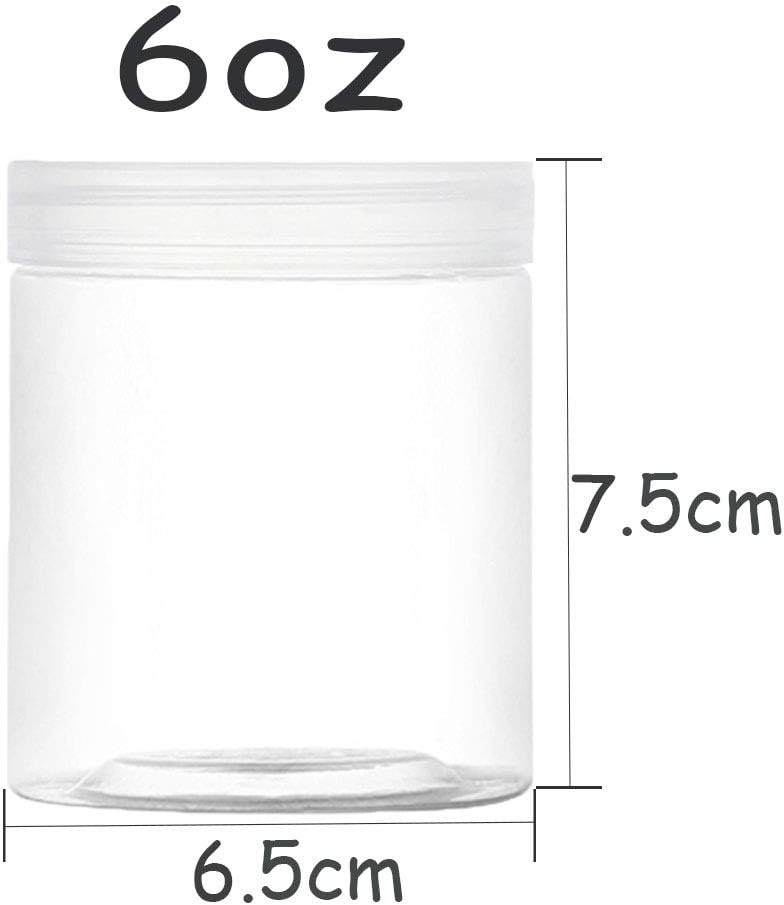 15 Pack 6oz Clear Plastic Jars with Wide Mouth - Airtight Food Storage Containers for Dry Food, Spices, Honey & More | Perfect for Kitchen, Pantry & DIY Organizing