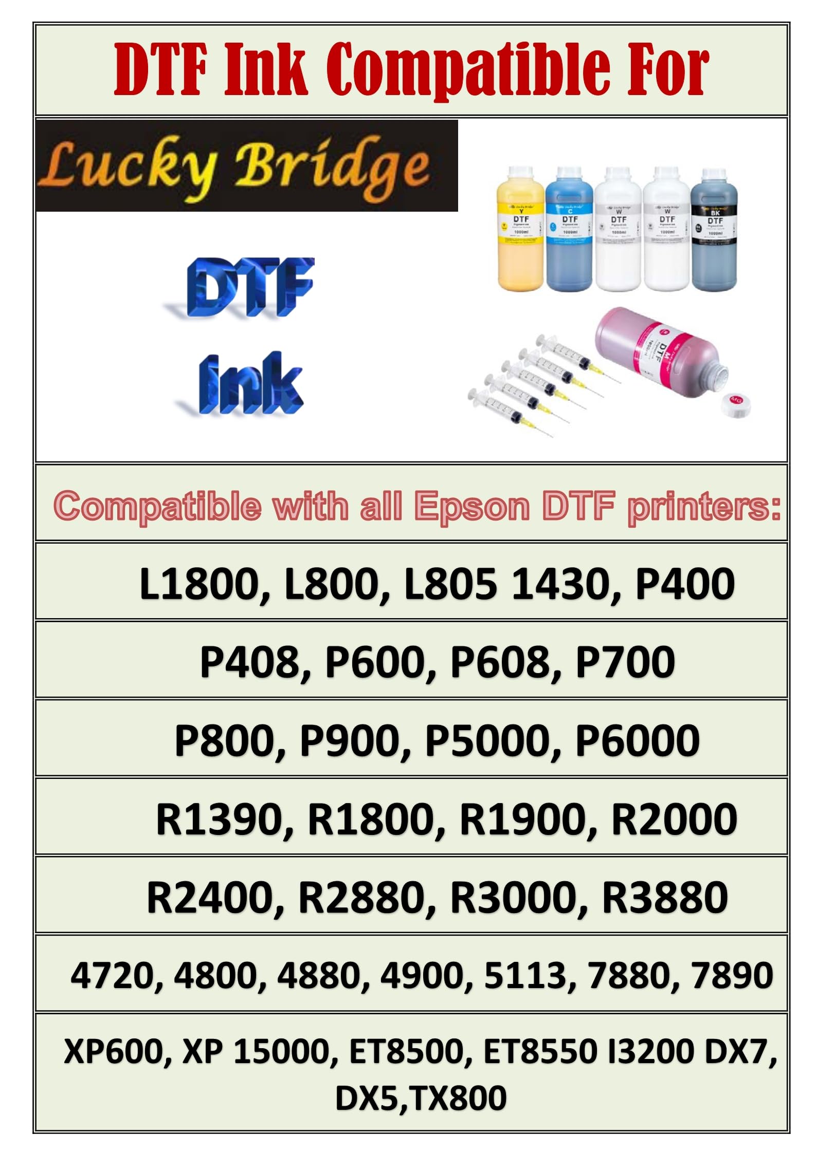 Premium DTF Ink 6x1000ml - High-Quality Pigment Ink for PET Film Heat Transfer Printing | Compatible with Epson DTF Printers (DX5, DX7, 5113, XP600, I3200) | Ideal for T-Shirt, Hoodie & Fabric Printing | 6000ml Bulk Refill Ink