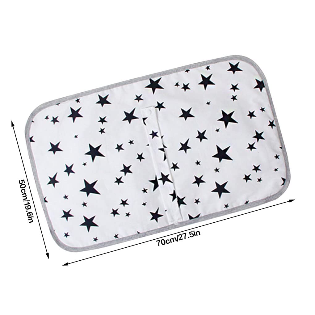 **IOIUSKKU Waterproof Baby Travel Pad - Foldable Washable Changing Mat for Infants & Toddlers, Reusable Cartoon Cotton Bed Pad, Game Floor Mats - Black Star Design (Perfect for Diaper Changes, Travel, Playtime & Nursery)**