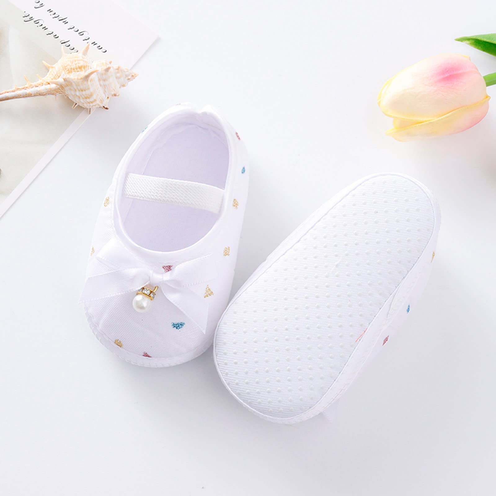 Cute Princess Toddler Shoes with Soft Bow & Pearl - Baby Girls Size 2 for Party & Dress Up