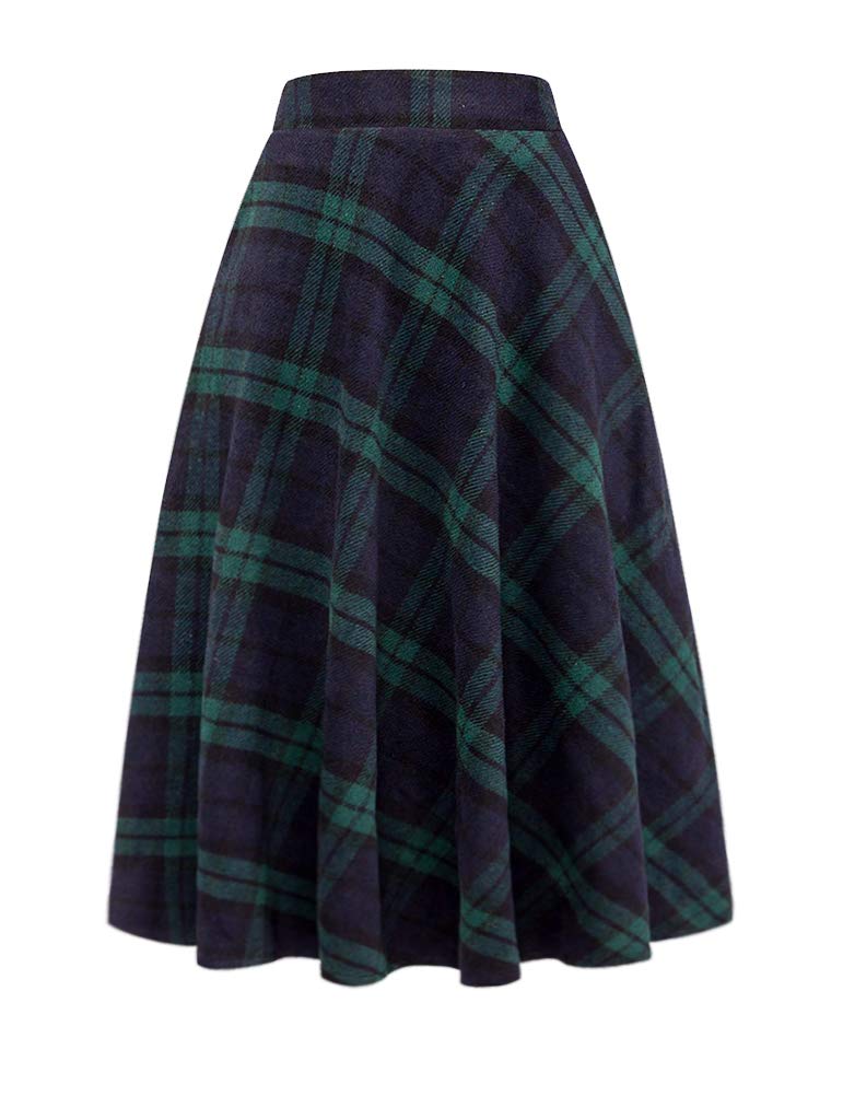 IDEALSANXUN Women's High Waist A-Line Pleated Wool Midi Skirt - Perfect for Office, Fall & Winter Fashion, Date Nights & Holiday Outfits