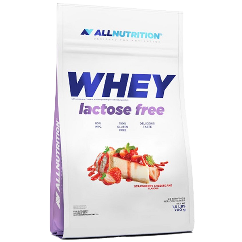 Allnutrition Whey Protein Powder Lactose Free - Strawberry Cheesecake Flavor 700g | Muscle Recovery & Post-Workout Nutrition for Athletes & Fitness Enthusiasts
