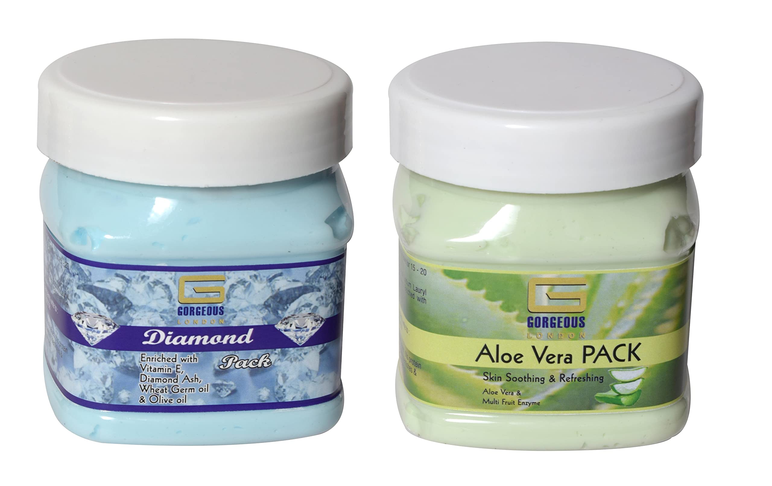 London Diamond & Aloe Vera Facial Mask Combo Pack (2 x 450ml) - Hydrating & Brightening Sheet Masks for Glowing Skin | Perfect for Spa Night, Self-Care Routine & Gift Giving