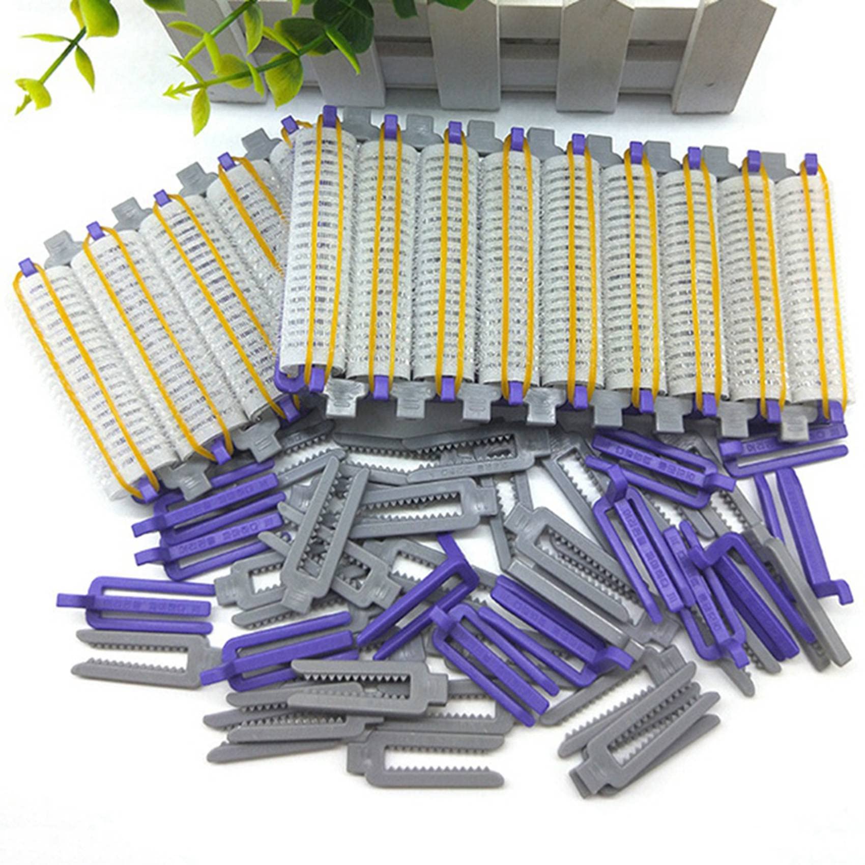 KVSERT 72Pcs Large Nylon Hook & Loop Hair Rollers Set - Perm Rods & Curlers with Clips & Rubber Bands for Voluminous Curls & Root Lift - Perfect for Home Salon, Styling, and DIY Hair Perm