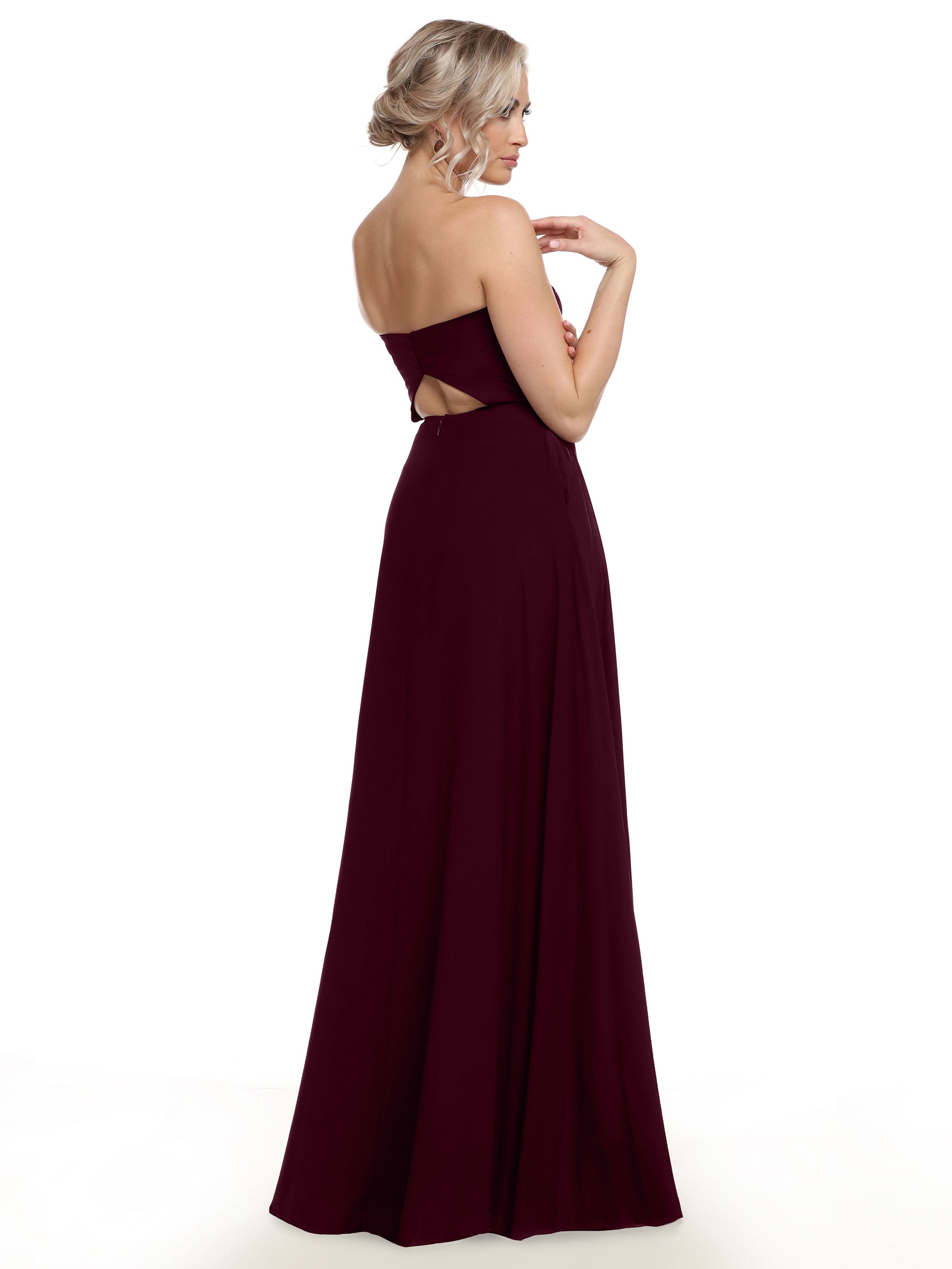 Strapless Stretch Chiffon A-Line Bridesmaid Dress with Pockets & Side Slit - Elegant Formal Wedding Party Gown for Bridesmaids, Evening Events & Special Occasions