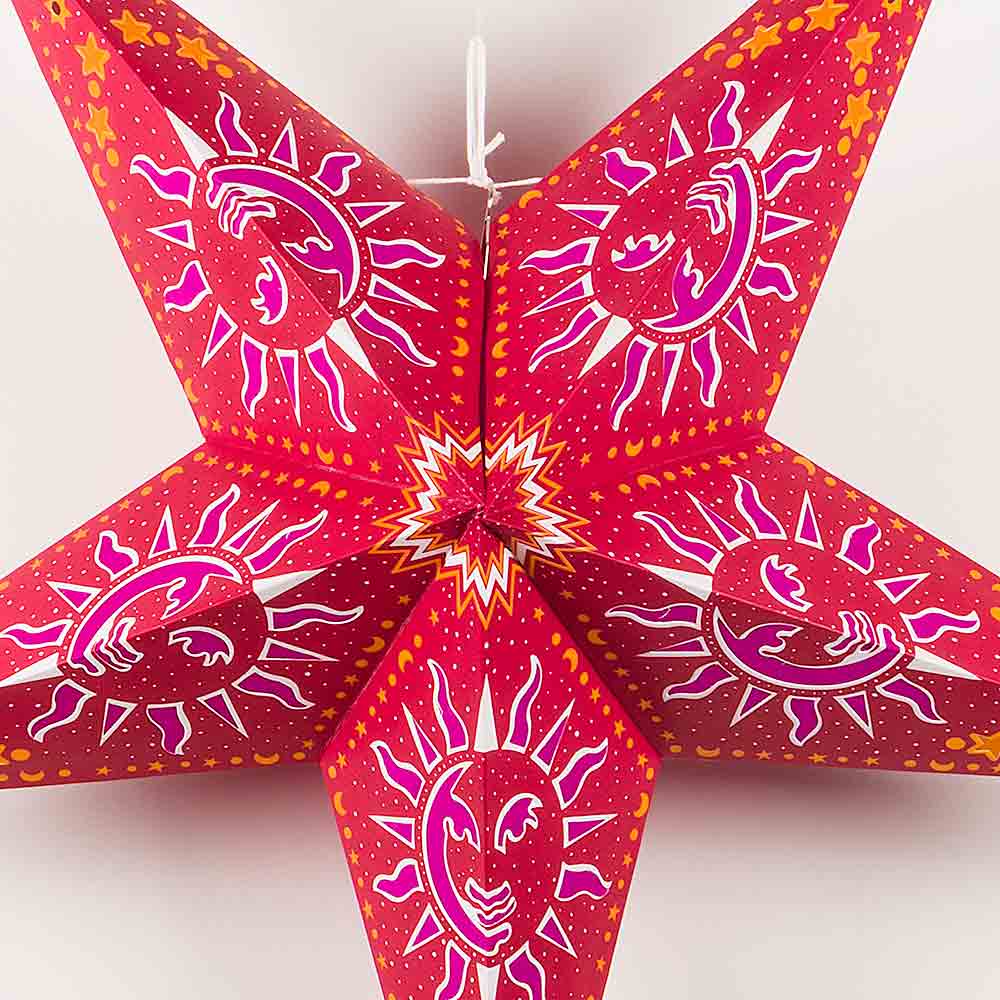 24 Pack Purple Sun Window Paper Star Lanterns - Hanging Wedding Party Decorations for Indoor Outdoor Home Garden Birthday Celebration Decor