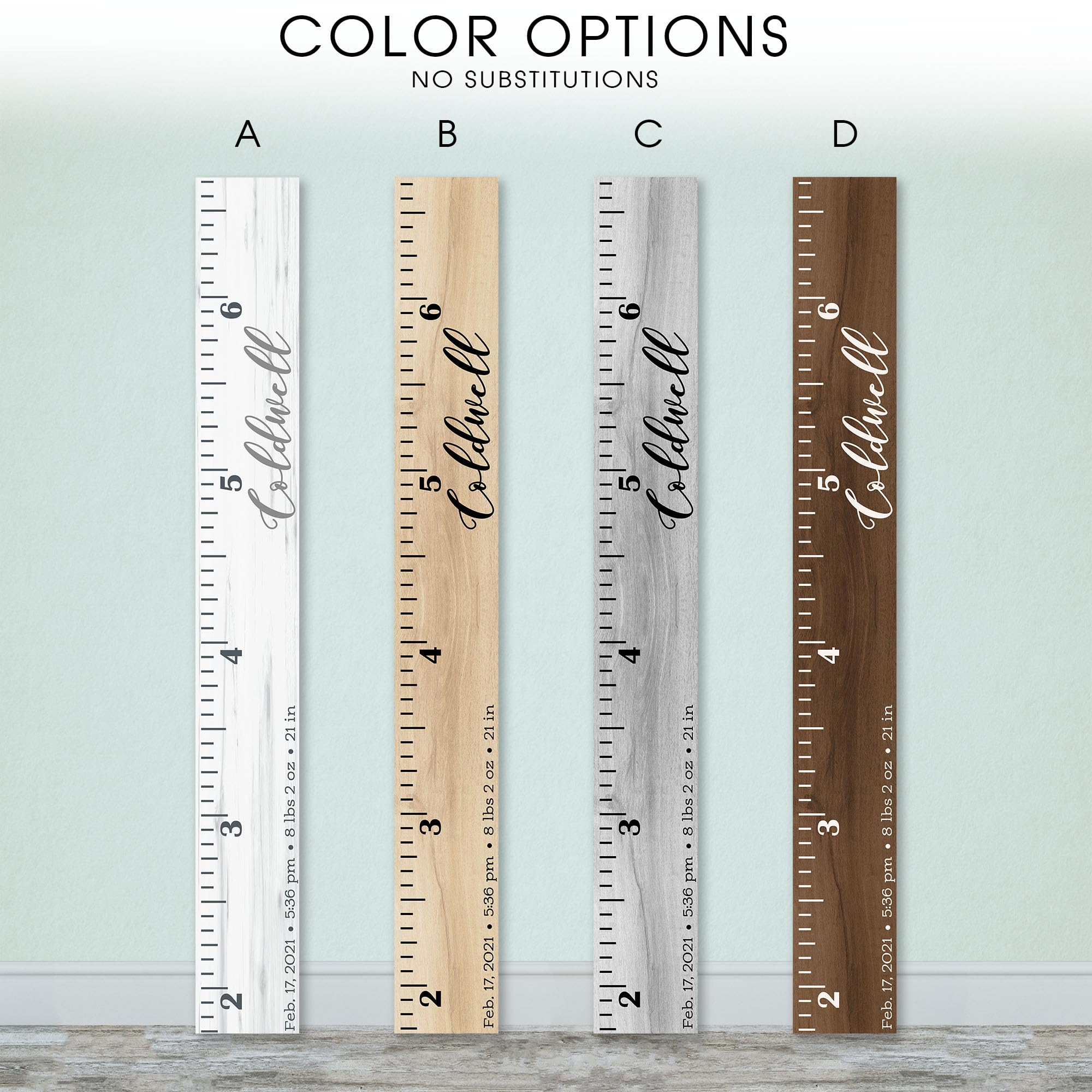 Wooden Kids Growth Chart Ruler - Handmade Nursery Decor for Boys & Girls | Perfect for Baby Room, Playroom & Home Decor | Back40Life The Coldwell