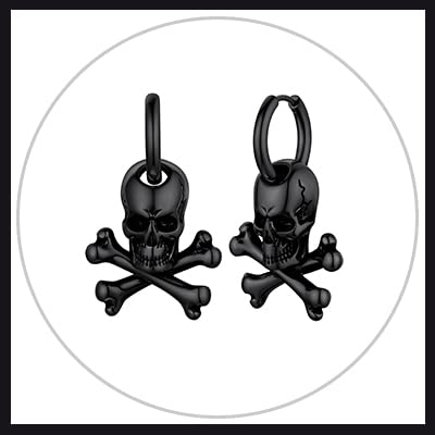 Crossbones Skull Hoops-Black