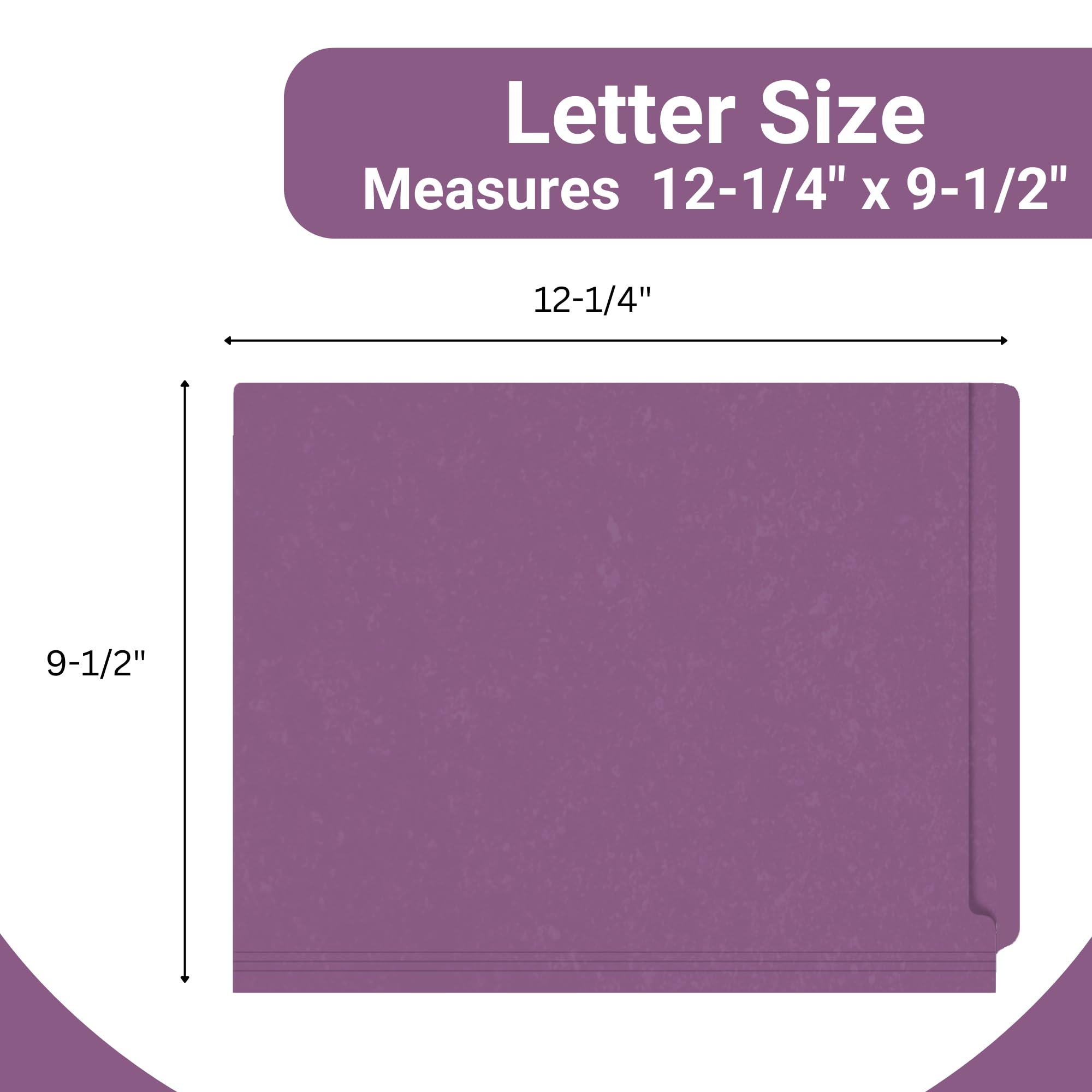 Premium Purple Letter Size File Folders - 14pt Reinforced End Tab Folders, Pack of 50 | Organize Medical Documents, Office Files & School Papers