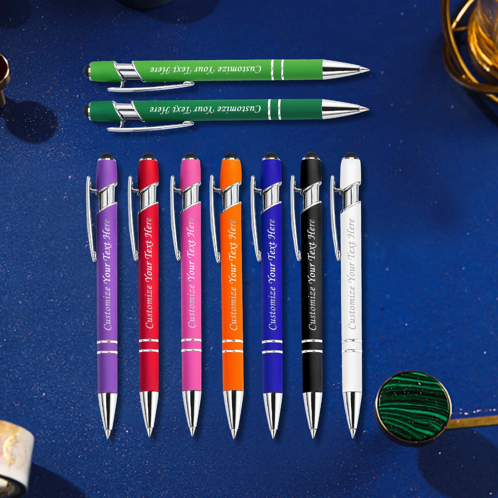 240PCS Custom Engraved Ballpoint Pens Bulk with Stylus Tip - Soft Touch Personalized Pens for Office, School, Business Gifts - Free Name Printing & Black Ink - Perfect for Christmas, Graduation, Anniversary & Corporate Events