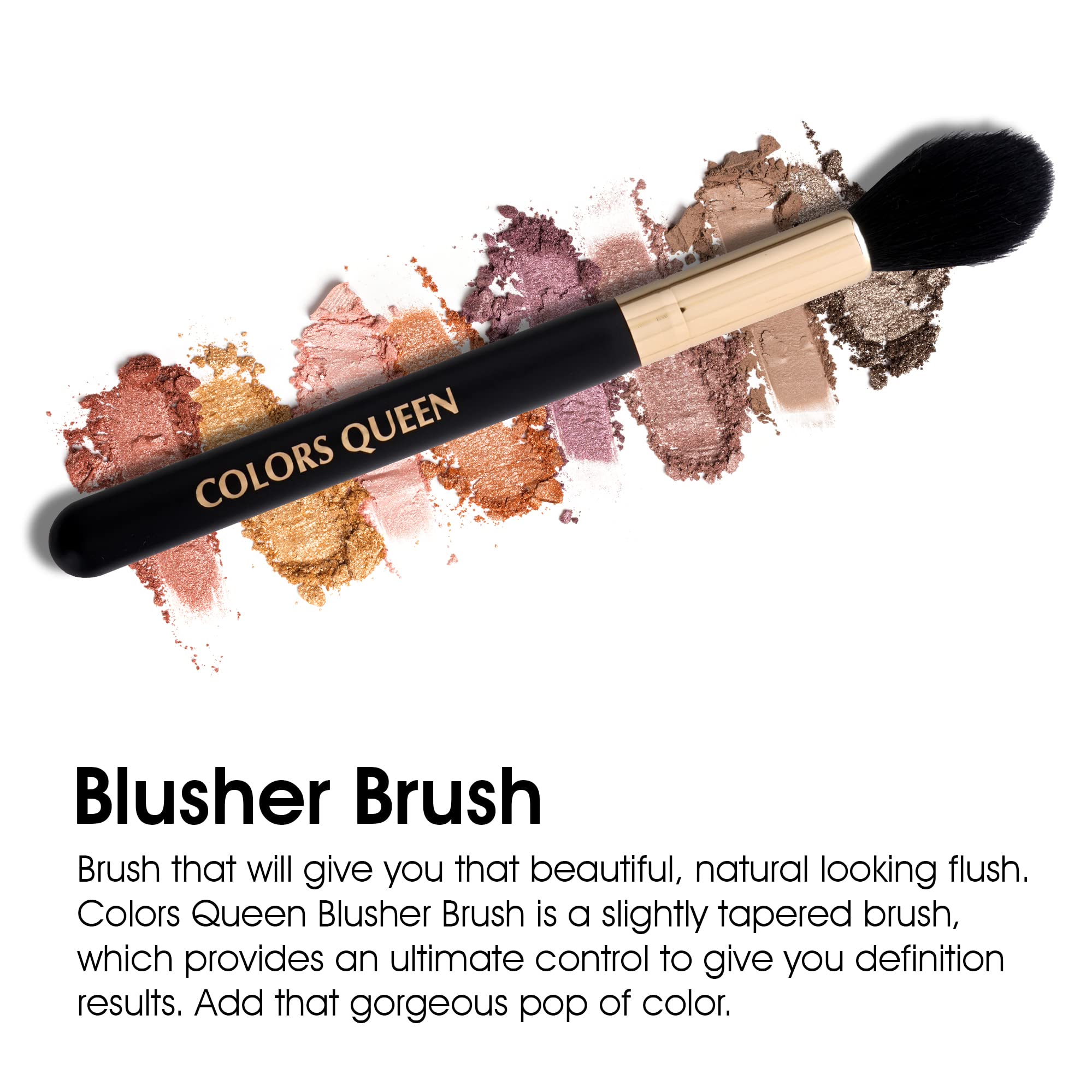 Colors Queen Soft Bristle Blusher Brush - Professional Makeup Brush for Blush Application & Blending, Face Powder Brush with Luxurious Packaging | Perfect for Daily Makeup, Contouring & Professional Makeup Artist Kit