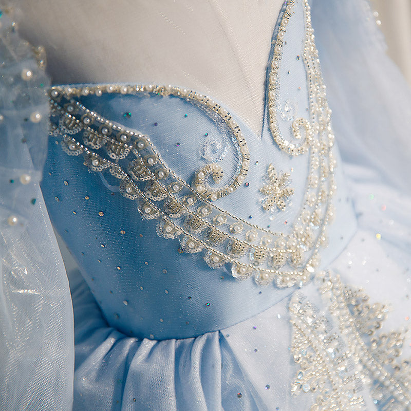 Elegant Beaded Princess Dress for Girls - Round Neck Party Gown - Perfect for Birthday, Wedding & Special Occasions