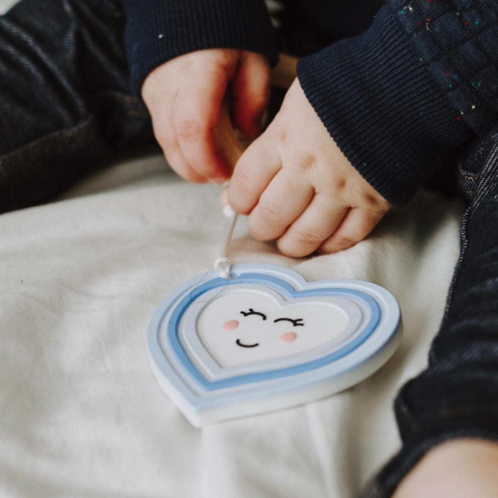 Little Cheeks Silicone Teether - Soothing Baby Teething Toy with Blue Heart Design | Perfect for Infants & Toddlers | BPA-Free, Easy to Hold & Clean | Ideal for Home, Travel & Daycare Use