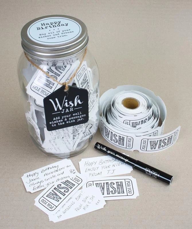 Happy Birthday Wish Jar - DIY Birthday Gift Idea for Friends & Family - Perfect for Parties, Celebrations & Special Occasions