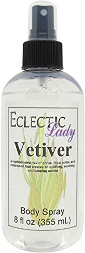 Vetiver Body Spray (Double Strength) - 8 oz Natural Fragrance for Men & Women | Long-Lasting Aromatherapy for Relaxation & Stress Relief