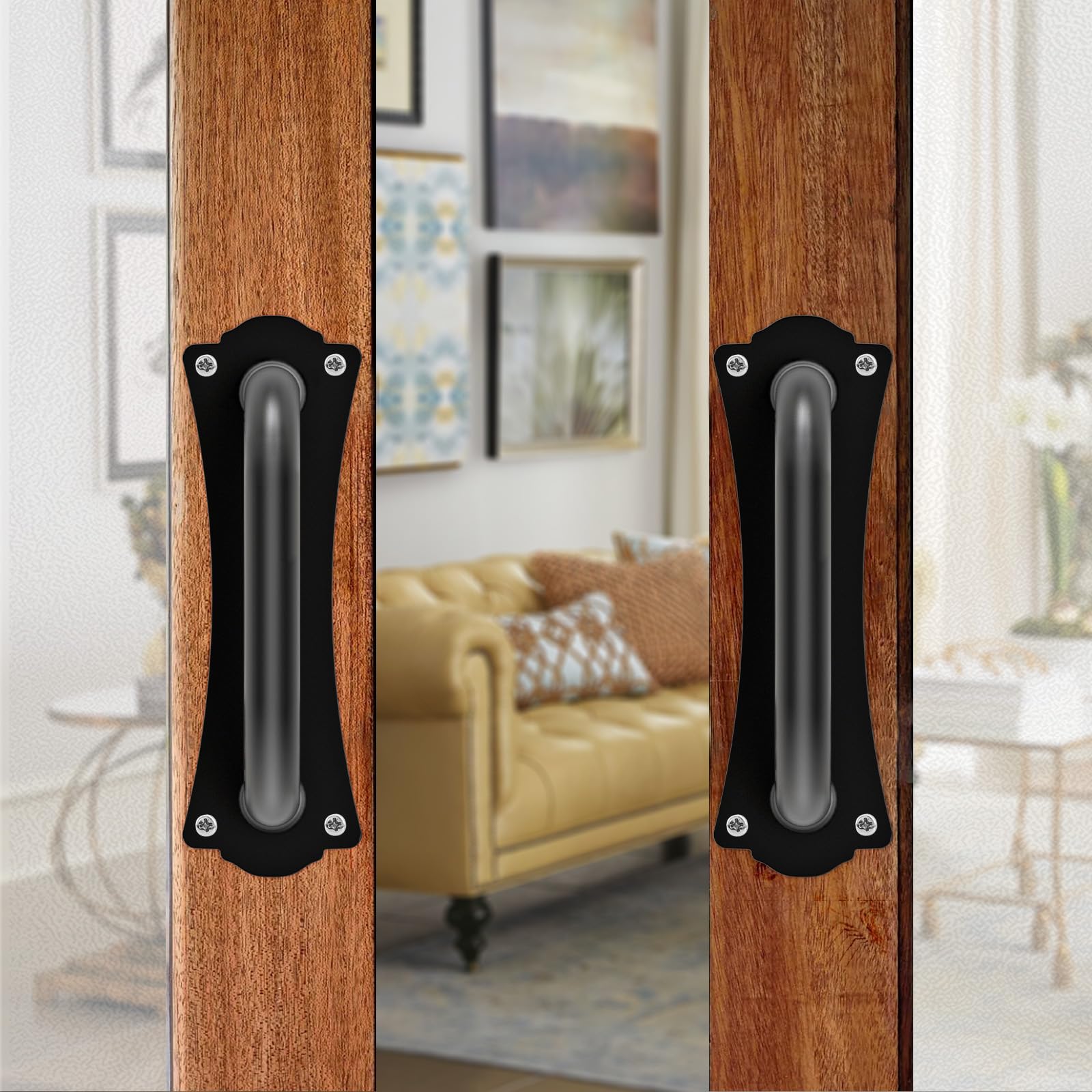 Dolibest 7.8'' Heavy Duty Steel Door Handle - 2 Pack Metal Fence Gate Pull Handle for Sliding Doors, Barn Doors, Closet & Garage | Includes Installation Hardware & Easy to Install | Perfect for Home, Farm & Industrial Use