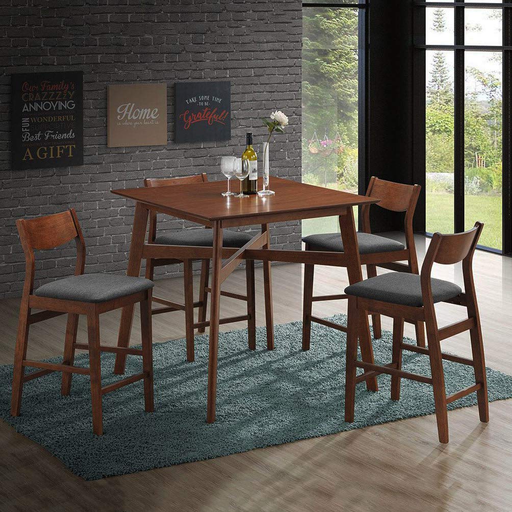 Dporticus 5-Piece Wooden Dining Set - Natural Oak Kitchen Table & 4 Chairs - Solid Wood Furniture for Kitchen, Dining Room & Breakfast Nook - Perfect for Family Meals & Entertaining Guests