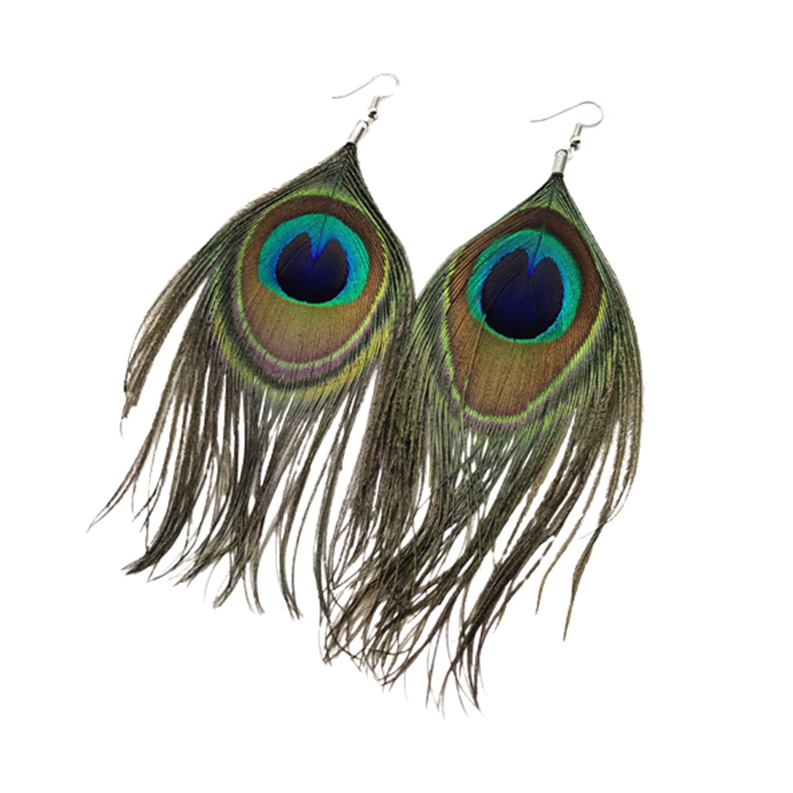 Handmade Boho Peacock Feather Earrings for Women - Long Multicolor Tassel Hook Earrings | Bohemian Jewelry for Festivals, Parties & Special Occasions