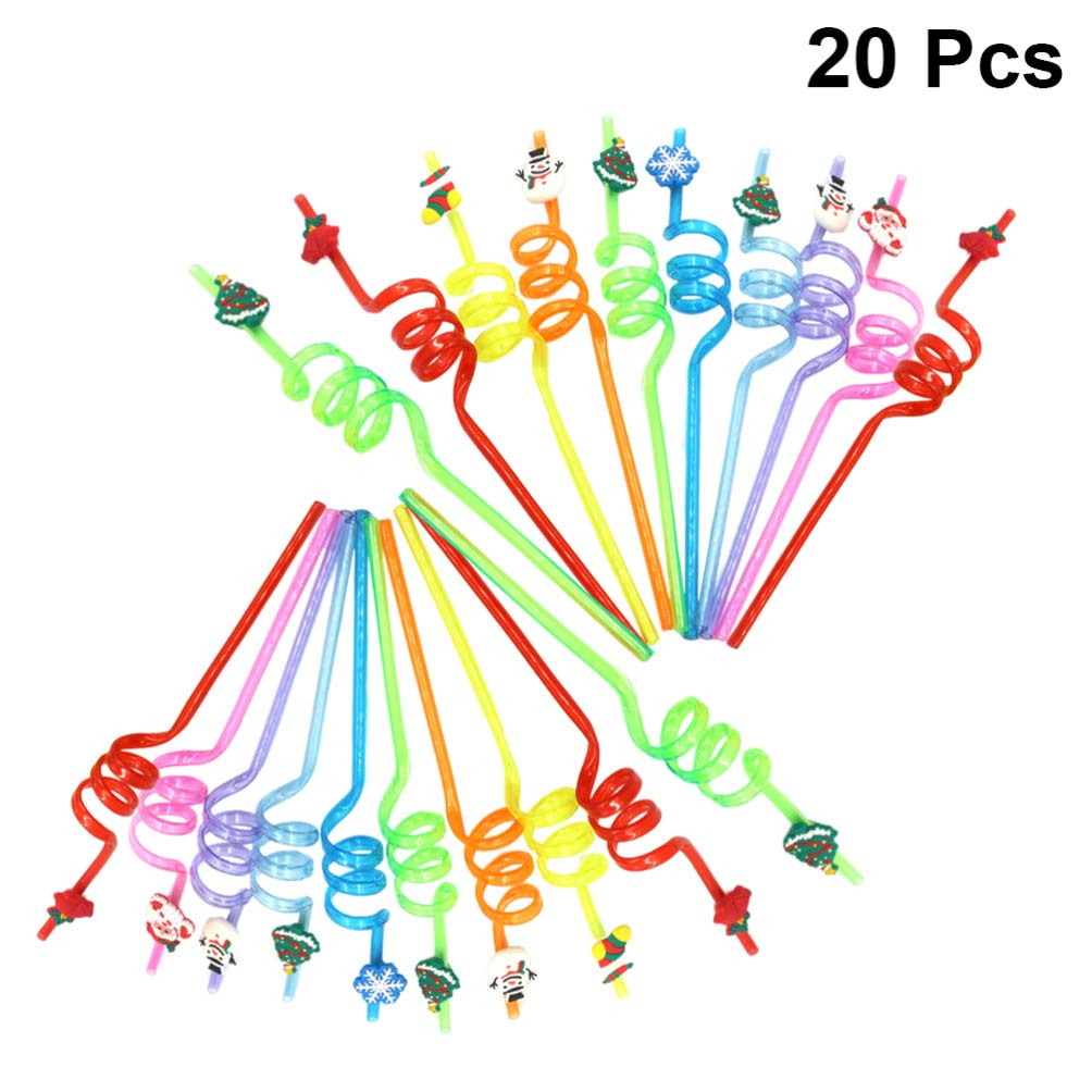 20pcs Christmas Silly Straws - Fun Plastic Drinking Straws for Holiday Parties, Christmas Decorations & Festive Celebrations - Perfect for Christmas Cocktails, Hot Chocolate & Holiday Gatherings