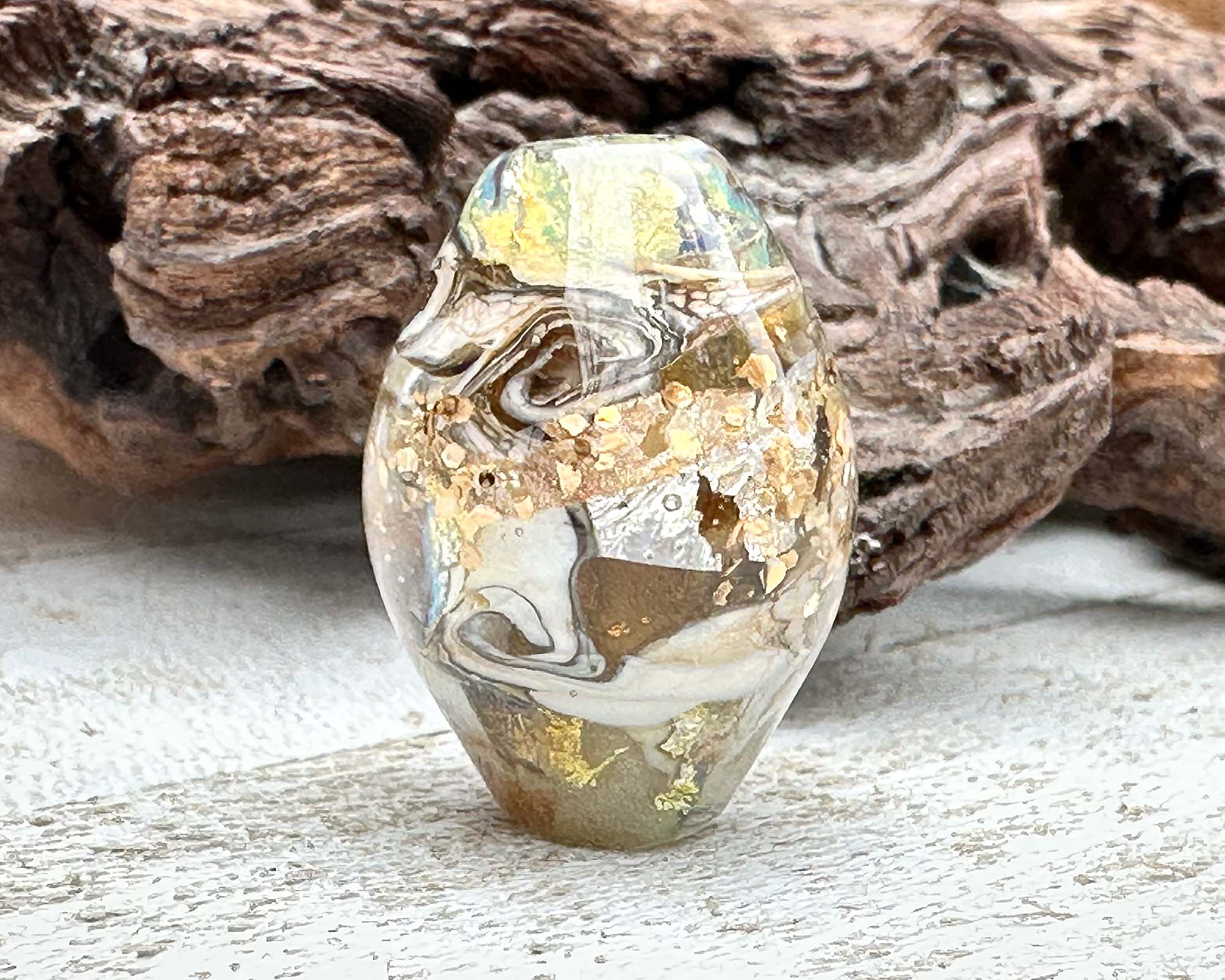 Handmade Organic Metals Lampwork Glass Focal Bead for Jewelry Making - Perfect for Necklaces, Bracelets & DIY Craft Projects