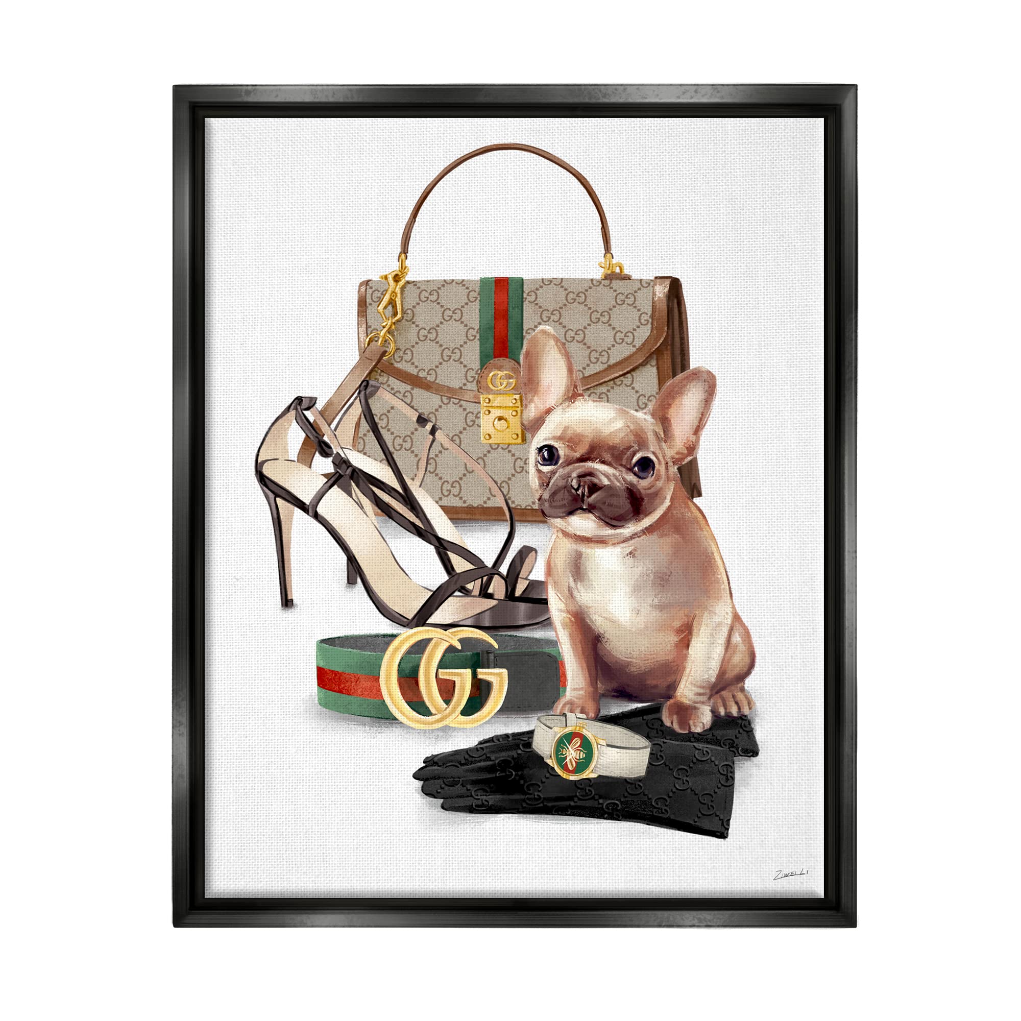 Stylish Puppy Dog Designer Purse & Shoe Accessories by Stupell Industries | Trendy Pet Fashion for Dogs | Perfect for Outings, Parties & Photo Shoots