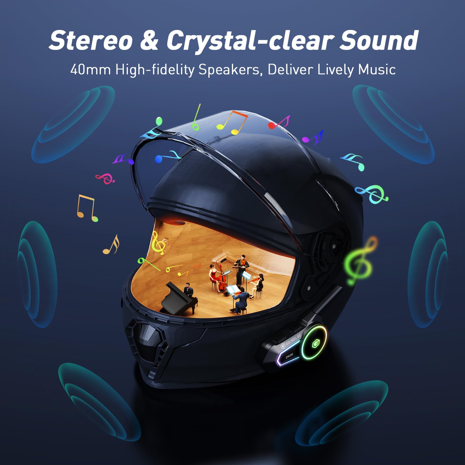 Gearelec V5.2 Motorcycle Bluetooth Headset - 2 Pack with FM Radio, IP65 Waterproof, Hi-Fi Speakers for Motorcycle Helmets | Perfect for Snowmobile & ATV Riders | Long Distance Communication & Music Streaming