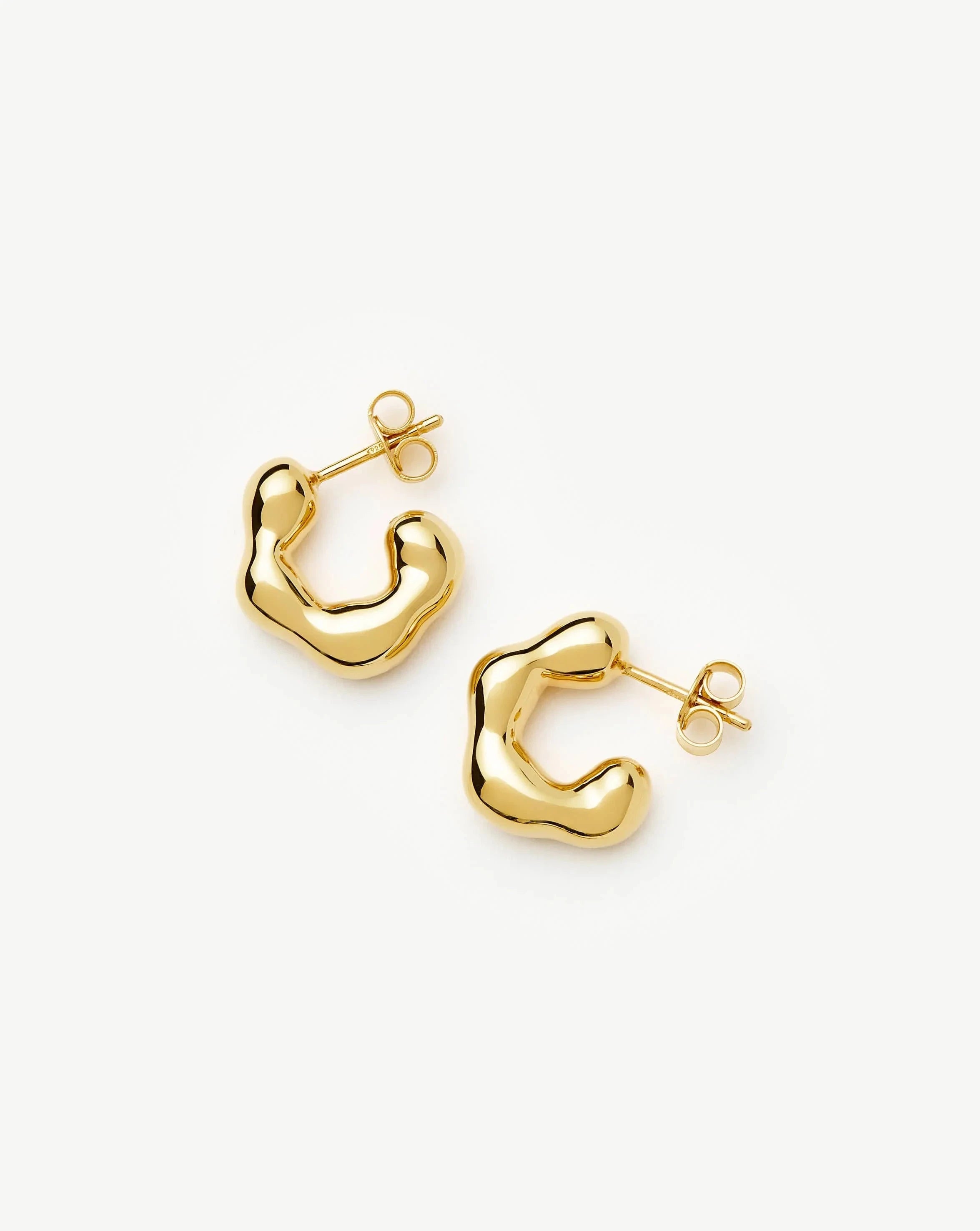 Eny Puffy Small Hoop Earrings for Women - 18k Gold Plated Dainty Everyday Jewelry - Perfect for Work, Date Night & Casual Outfits