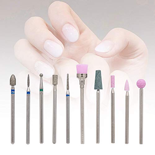 10Pcs Nail Drill Bits Set for Manicure & Pedicure - Professional Grinding, Polishing & Milling Heads Kit (#4 Size) | Perfect for Home Salon, Nail Art Design & DIY Nail Care