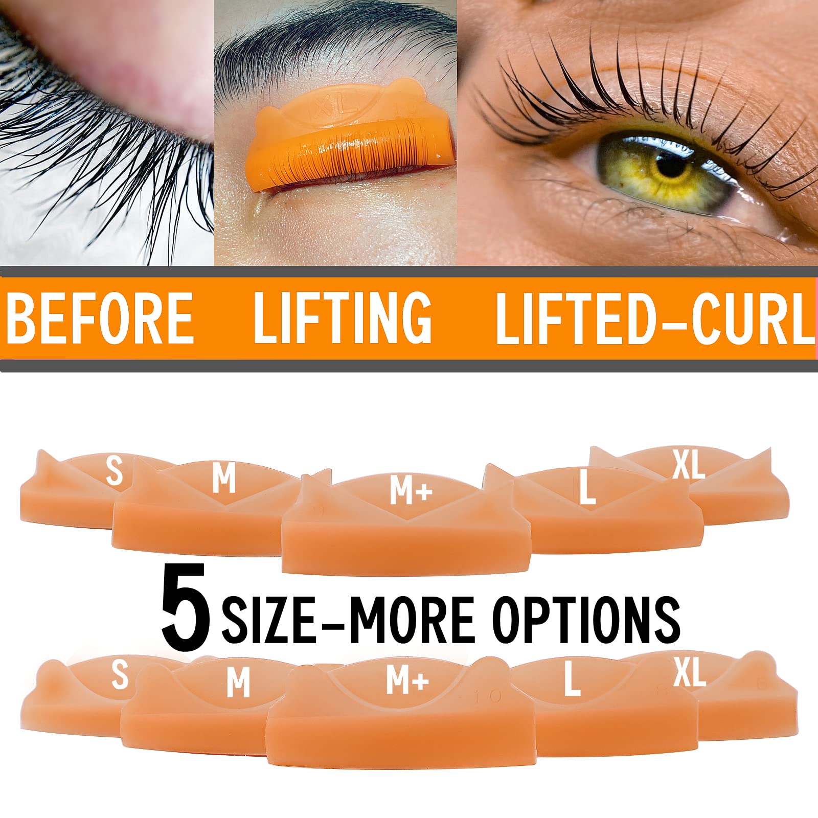 Lash Lift Pad & Eyelash Shield Set - 5 Sizes Reusable Silicone Perm Rods for DIY Home Lash Lifting | Soft Curling Rollers Fit All Eye Shapes | Works Perfectly with Lash Glue & Perm Solution | Great for Salon-Quality Eyelash Perm at Home or Professional Use