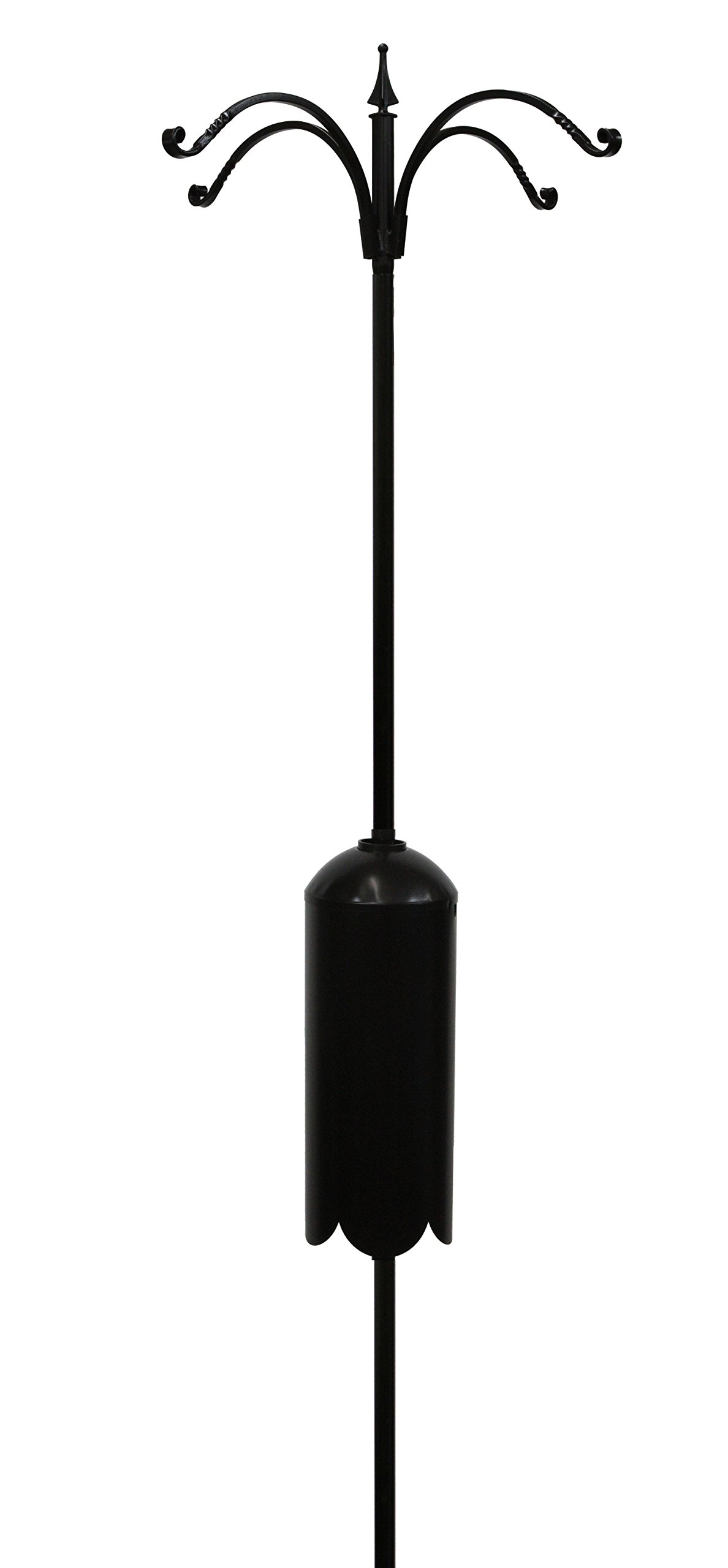 Premium Kettle Moraine Bird Feeder Pole Set with Squirrel Baffle & Twister Ground Socket - 4 Arm Hanging System for Outdoor Bird Watching - Perfect for Backyard, Garden, and Patio Use