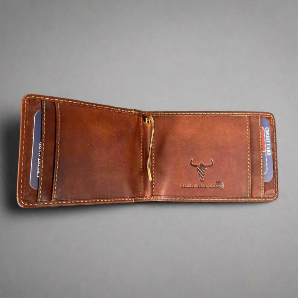 Premium Men's Cow Leather RFID Blocking Money Clip - Slim Wallet Alternative for Business & Travel - Secure Cash & Cards in Style