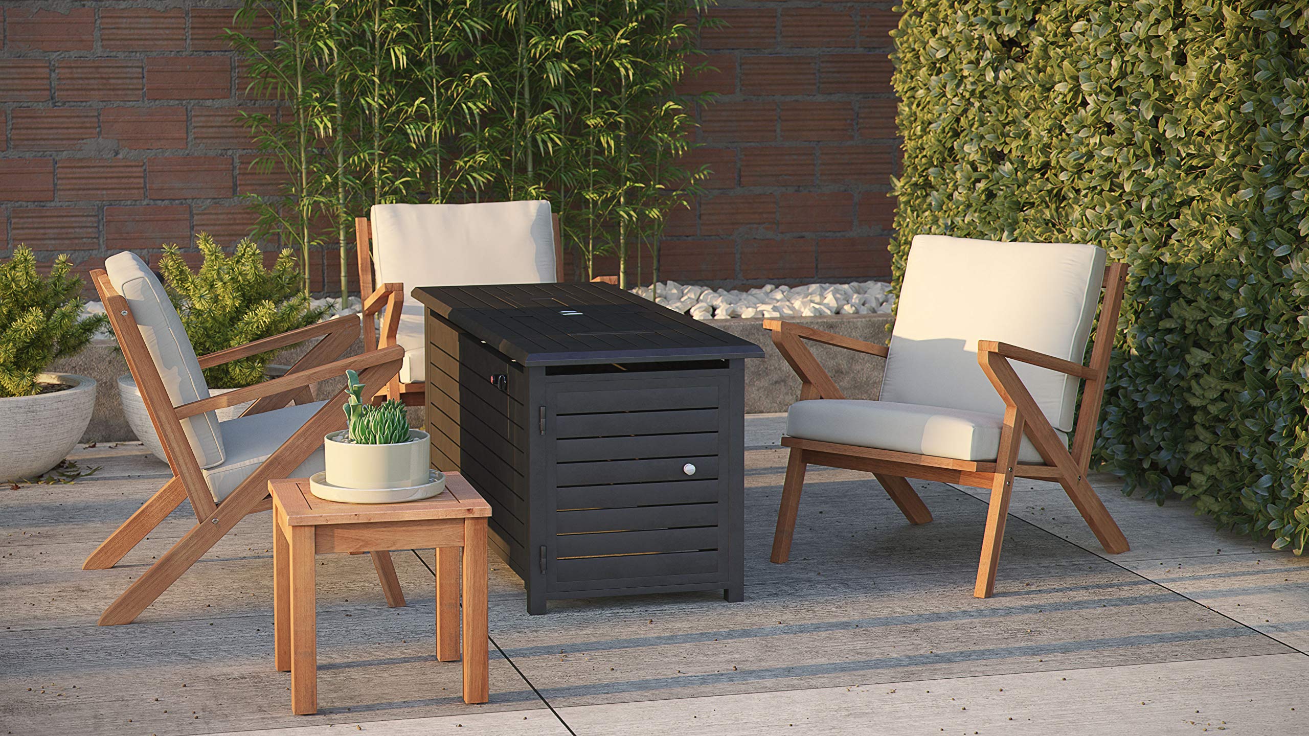 Patio Sense Oslo Wooden Armchair with Cream Cushion - Modern Scandinavian Design for Indoor & Outdoor Use - Perfect for Patio, Garden, Living Room, and Balcony